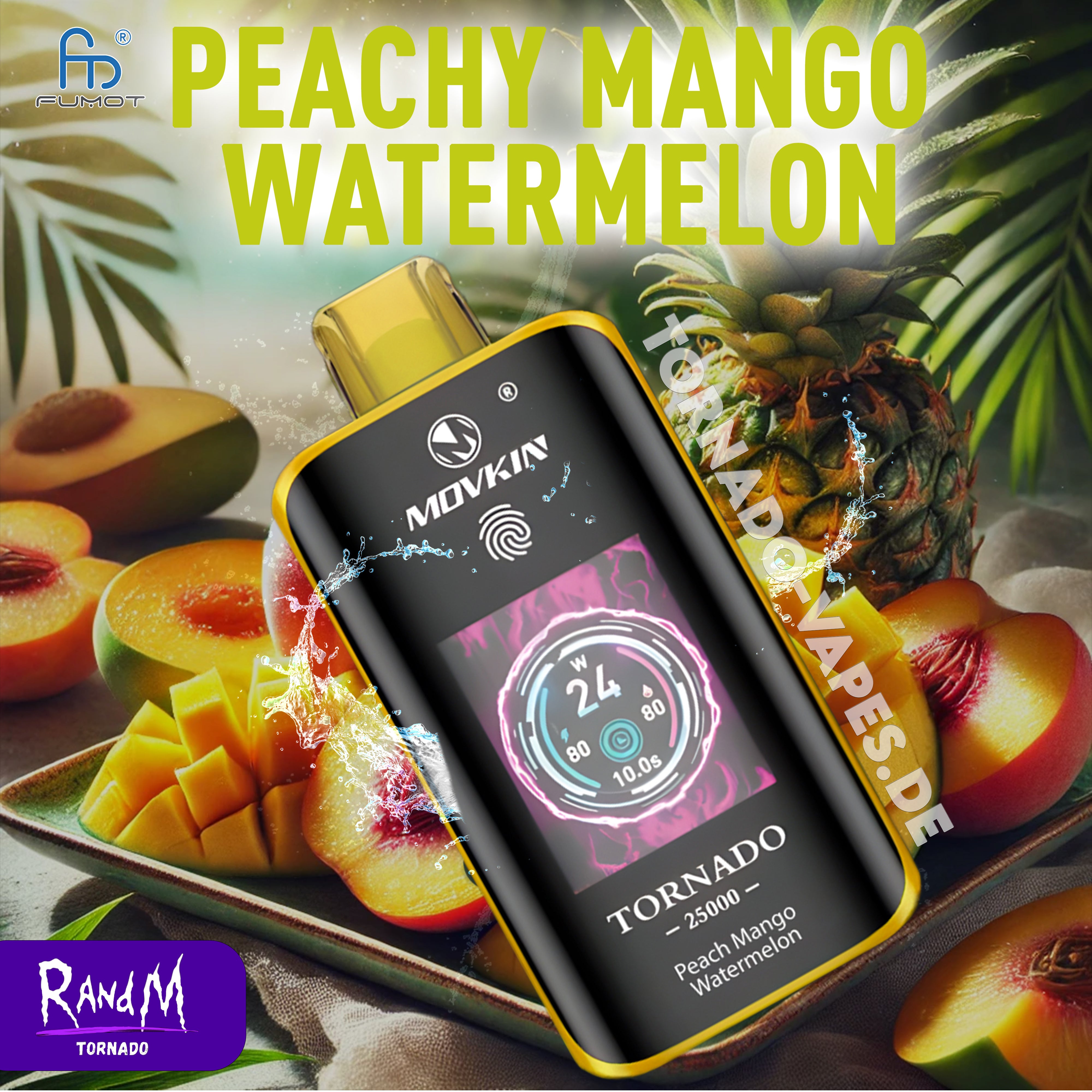 RandM Tornado Vape 25000- Peach Mango Watermelon Randm Vape