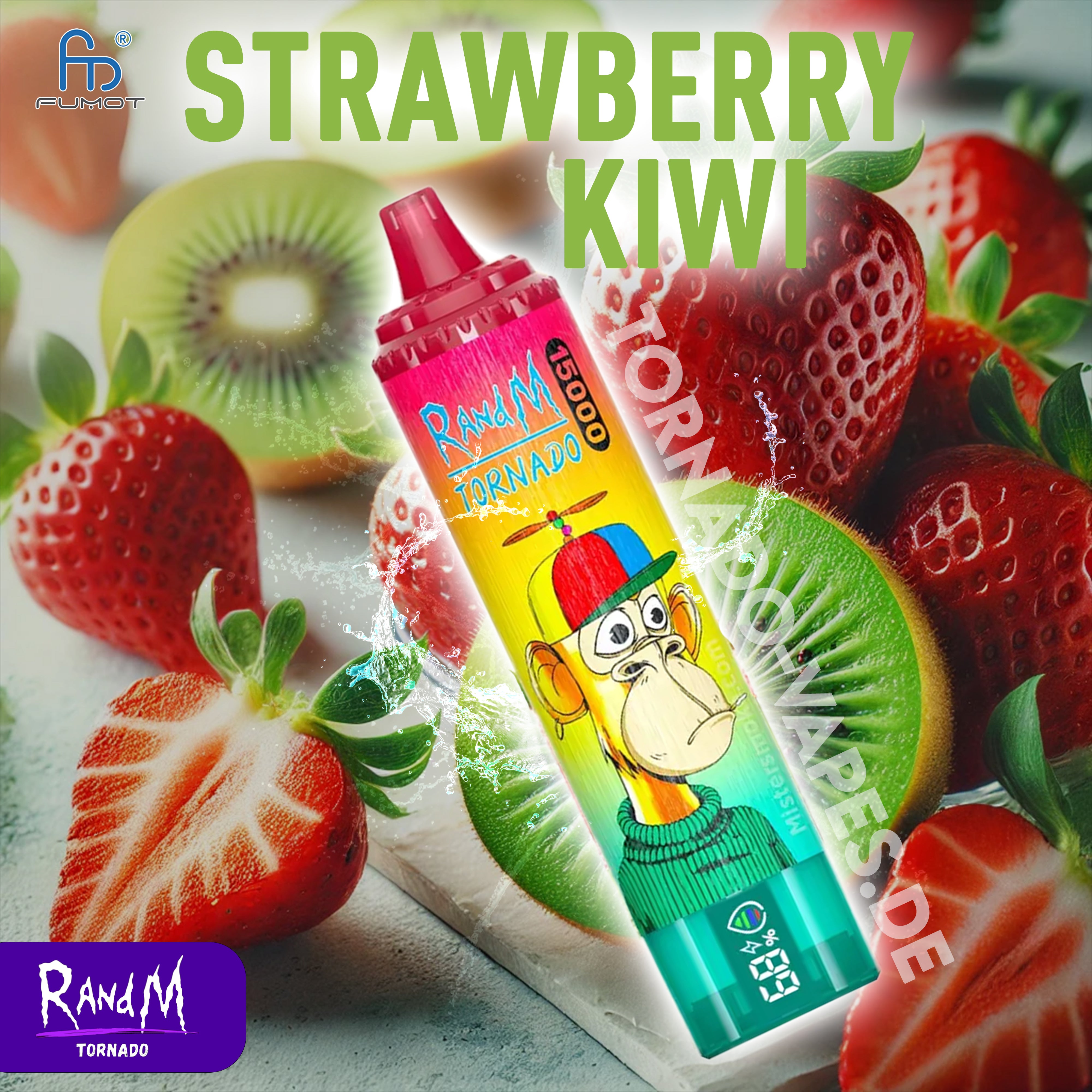 RandM Tornado Vape 15000- Strawberry Kiwi Randm Vape