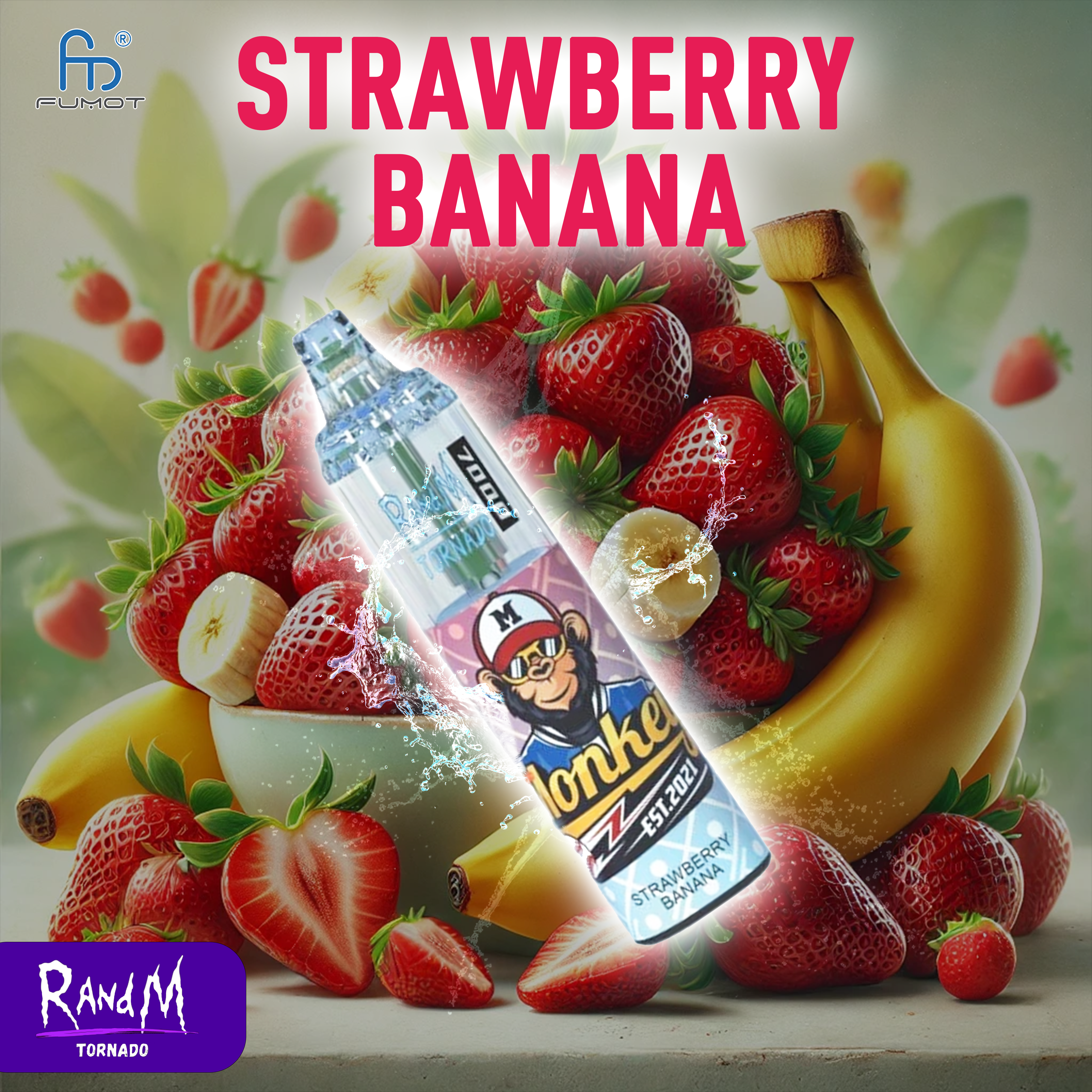 RandM Tornado 7000- Strawberry Banana