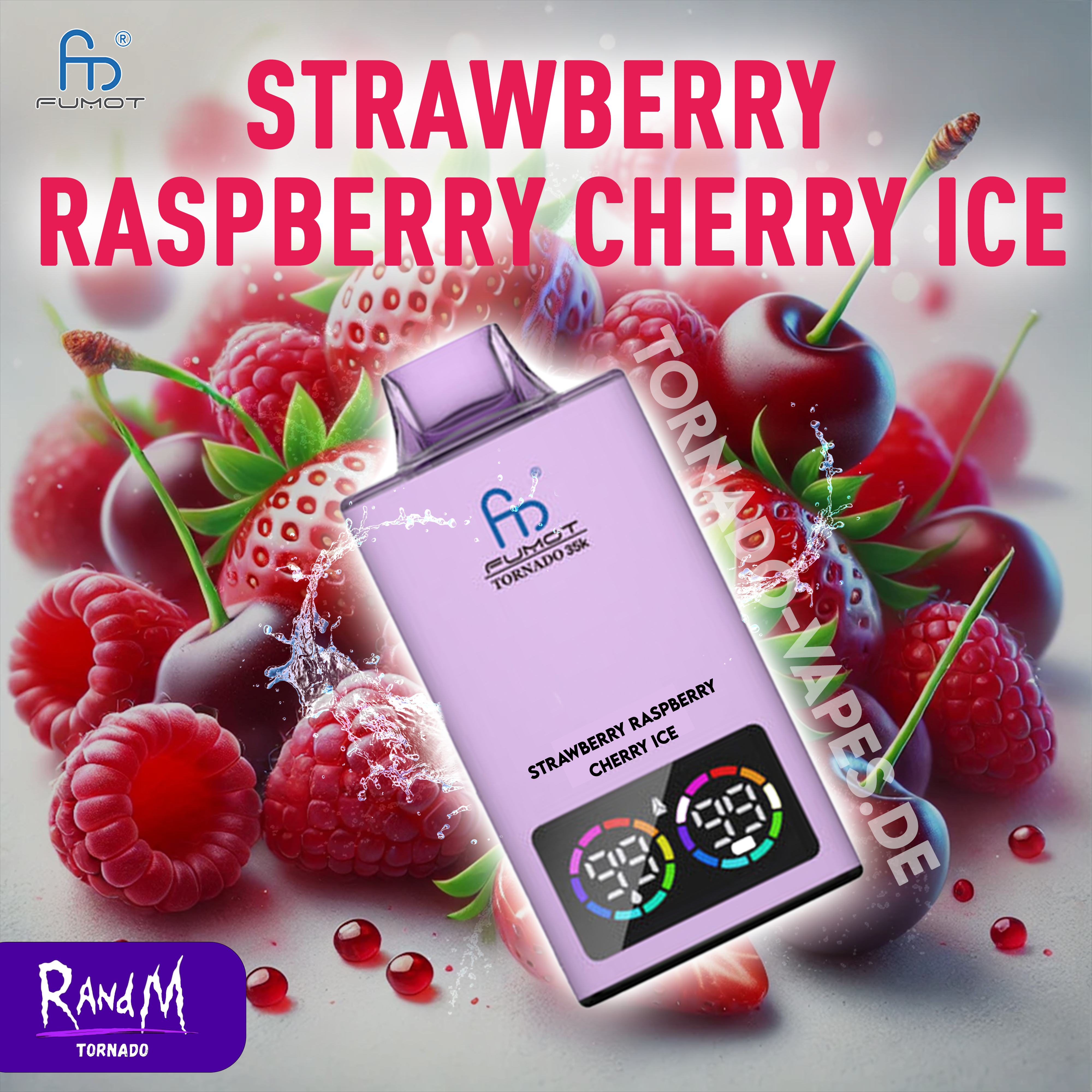 RandM Tornado 35000- Strawberry Raspberry Cherry Ice Tornado Vape RandM Tornado 35000- Strawberry Raspberry Cherry Ice Tornado Vape