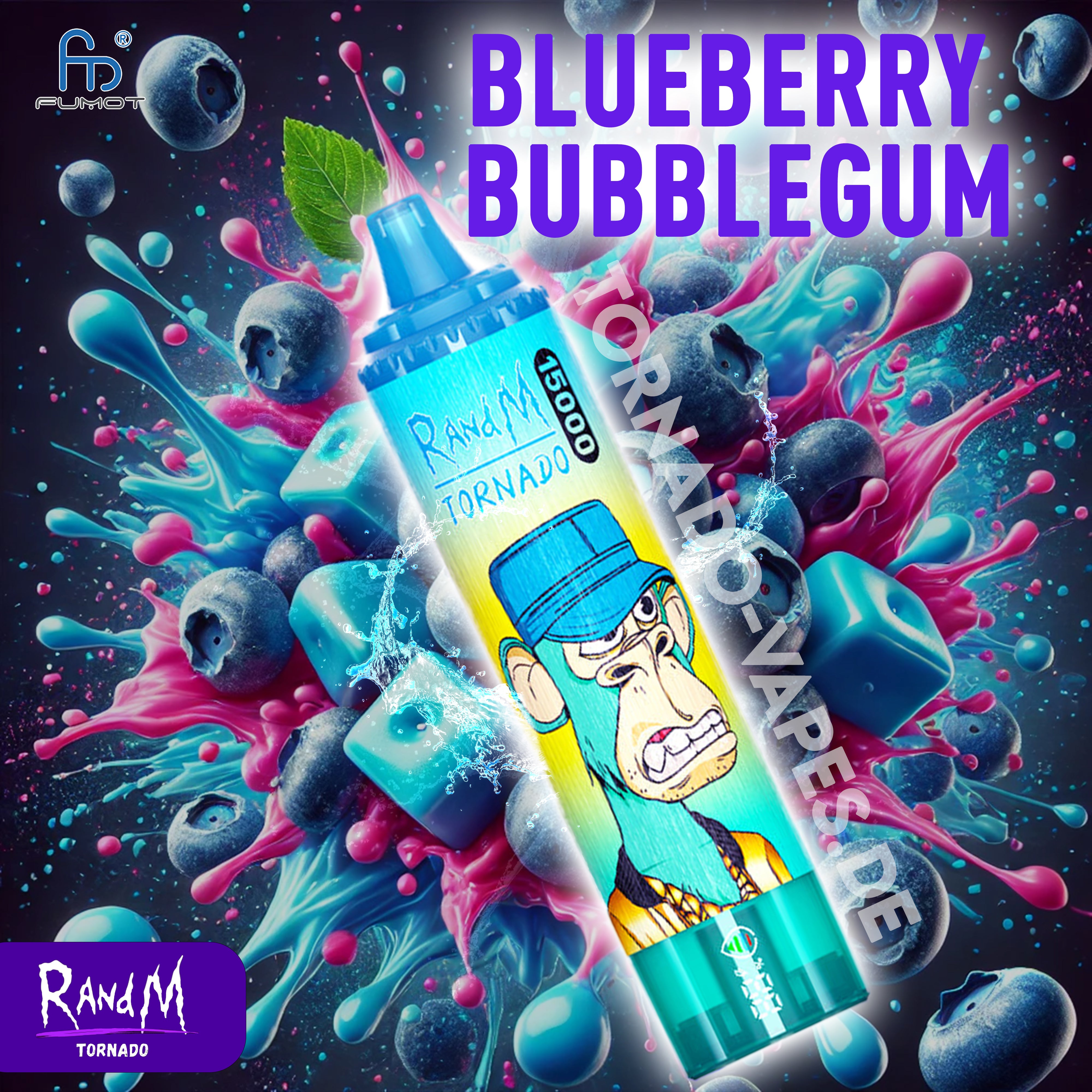 RandM Tornado Vape 15000- Blueberry Bubblegum