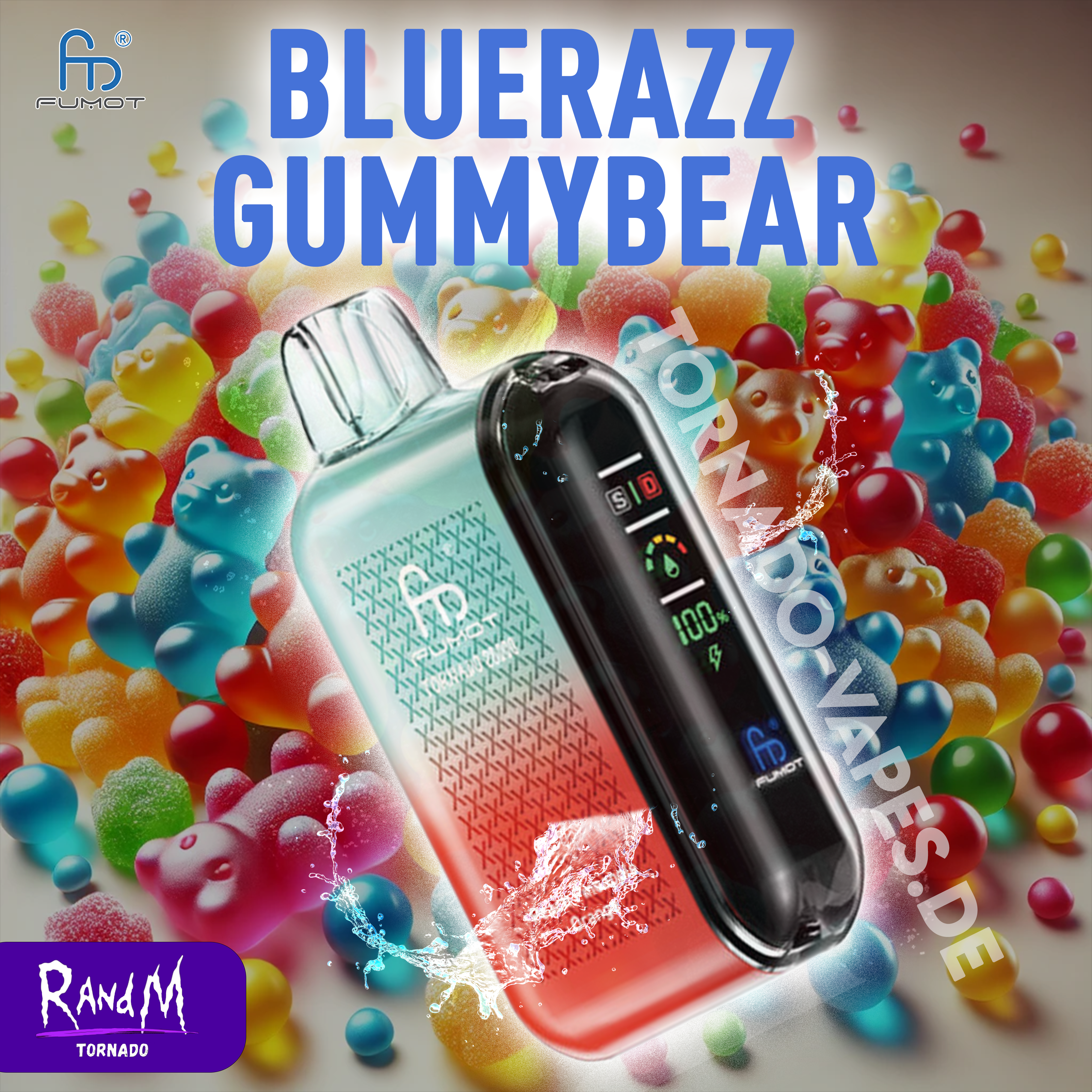 RandM Tornado Vape 20000 Bluerazz Gummybear