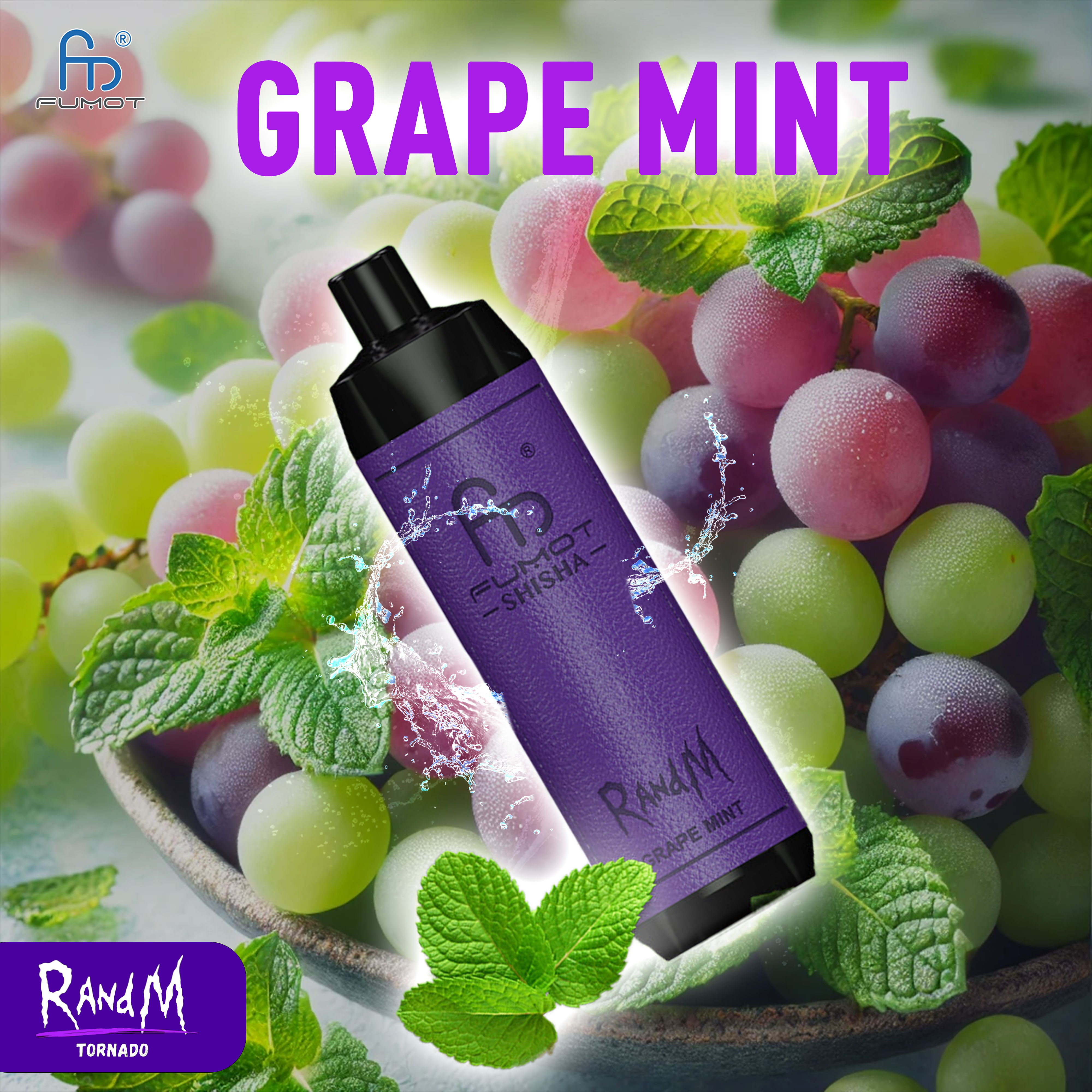RandM Shisha Vape 10000 Grape Mint Tornado Vape RandM Shisha Vape 10000 Grape Mint Tornado Vape
