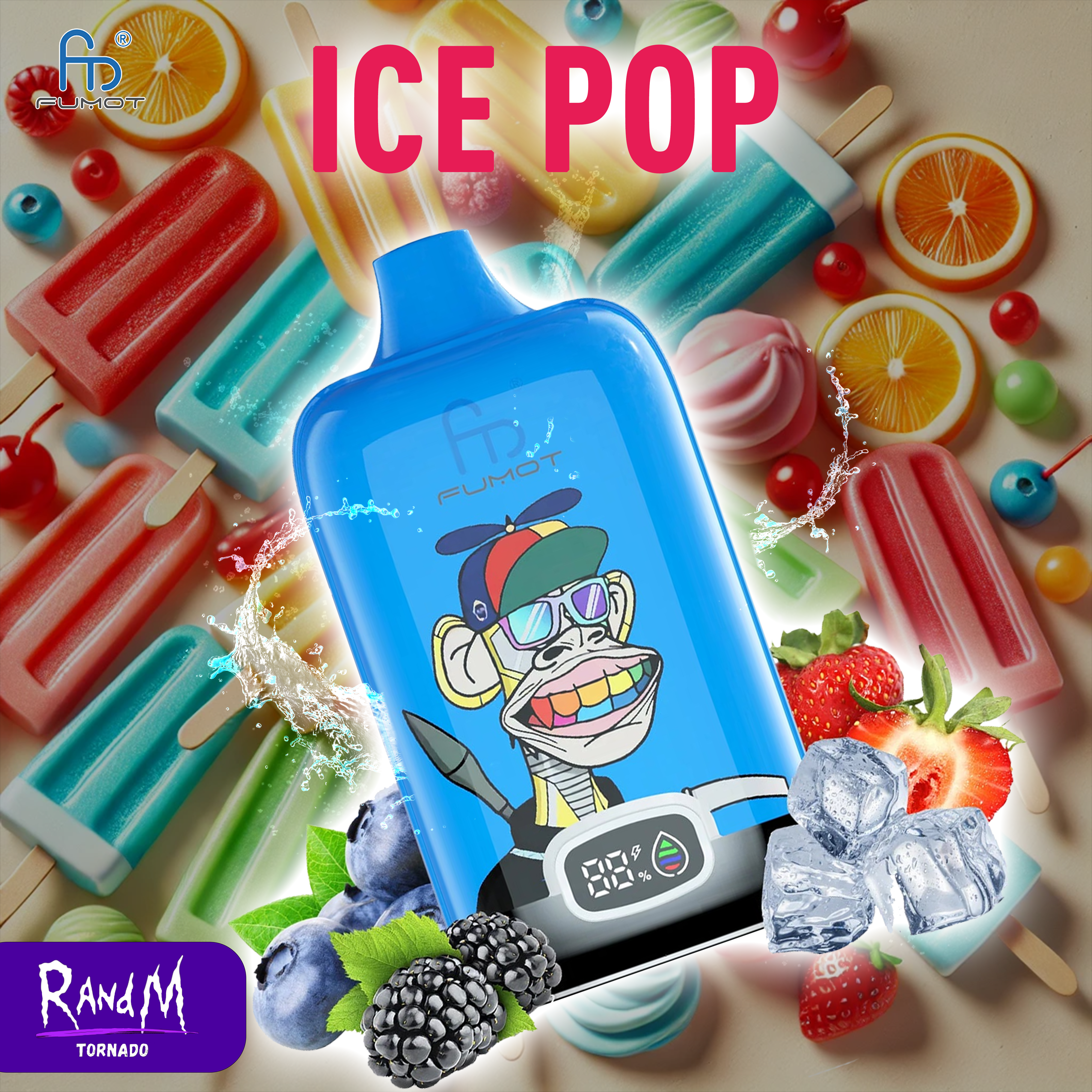 RandM Vape Digital Box 12000- Ice Pop Tornado Vape RandM Vape Digital Box 12000- Ice Pop Tornado Vape
