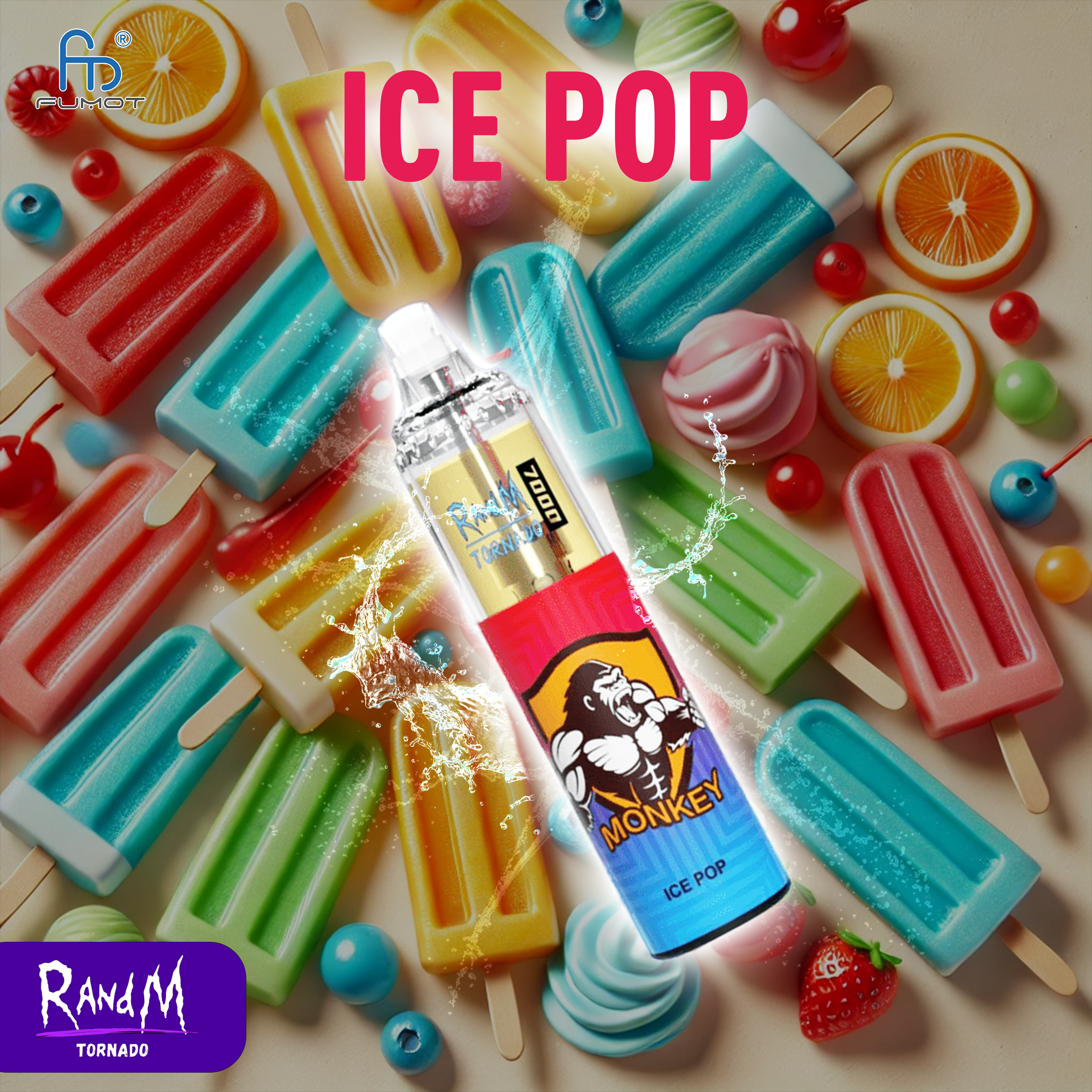RandM Tornado 7000- Ice Pop Tornado Vape RandM Tornado 7000- Ice Pop Tornado Vape