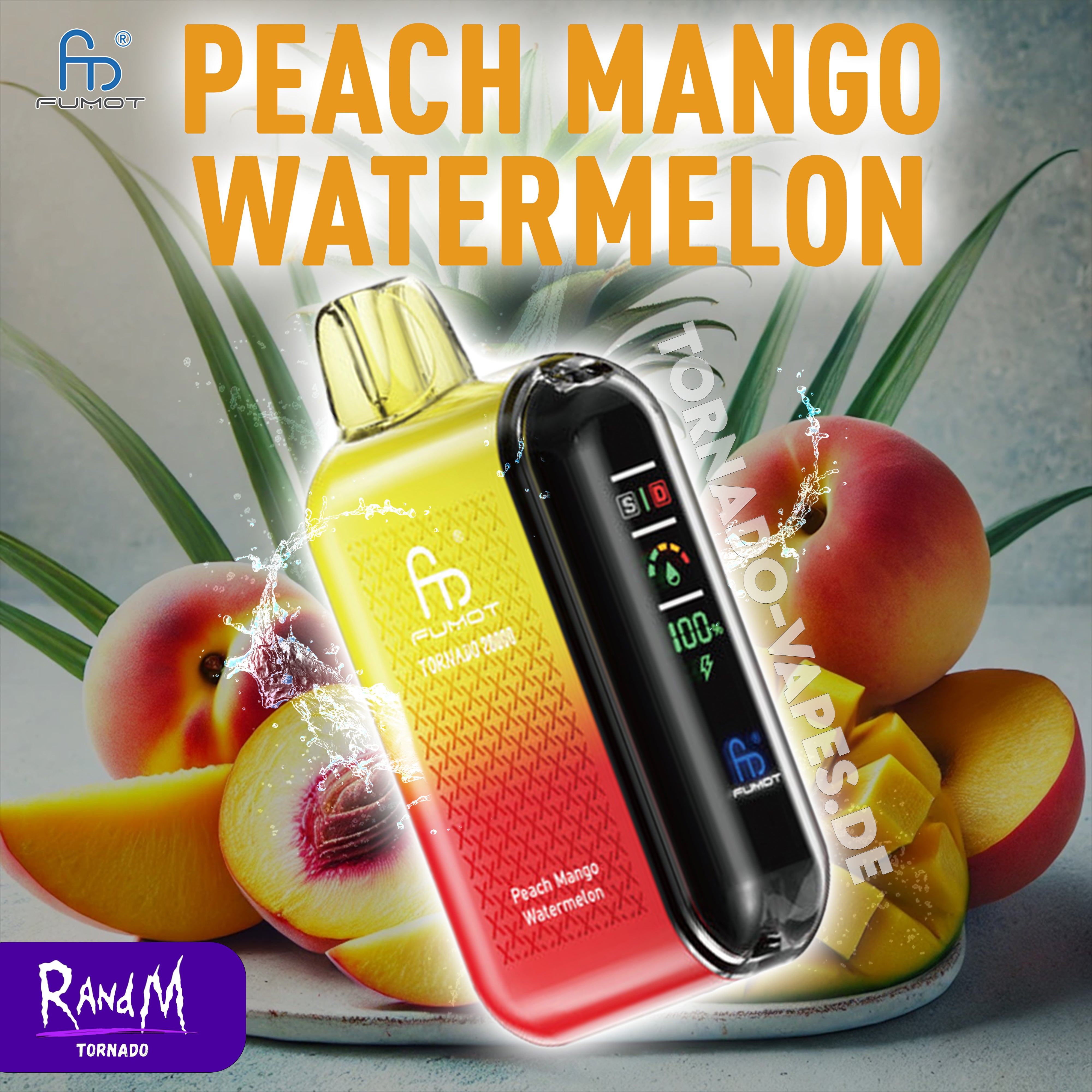 RandM Tornado Vape 20000- Peach Mango Watermelon
