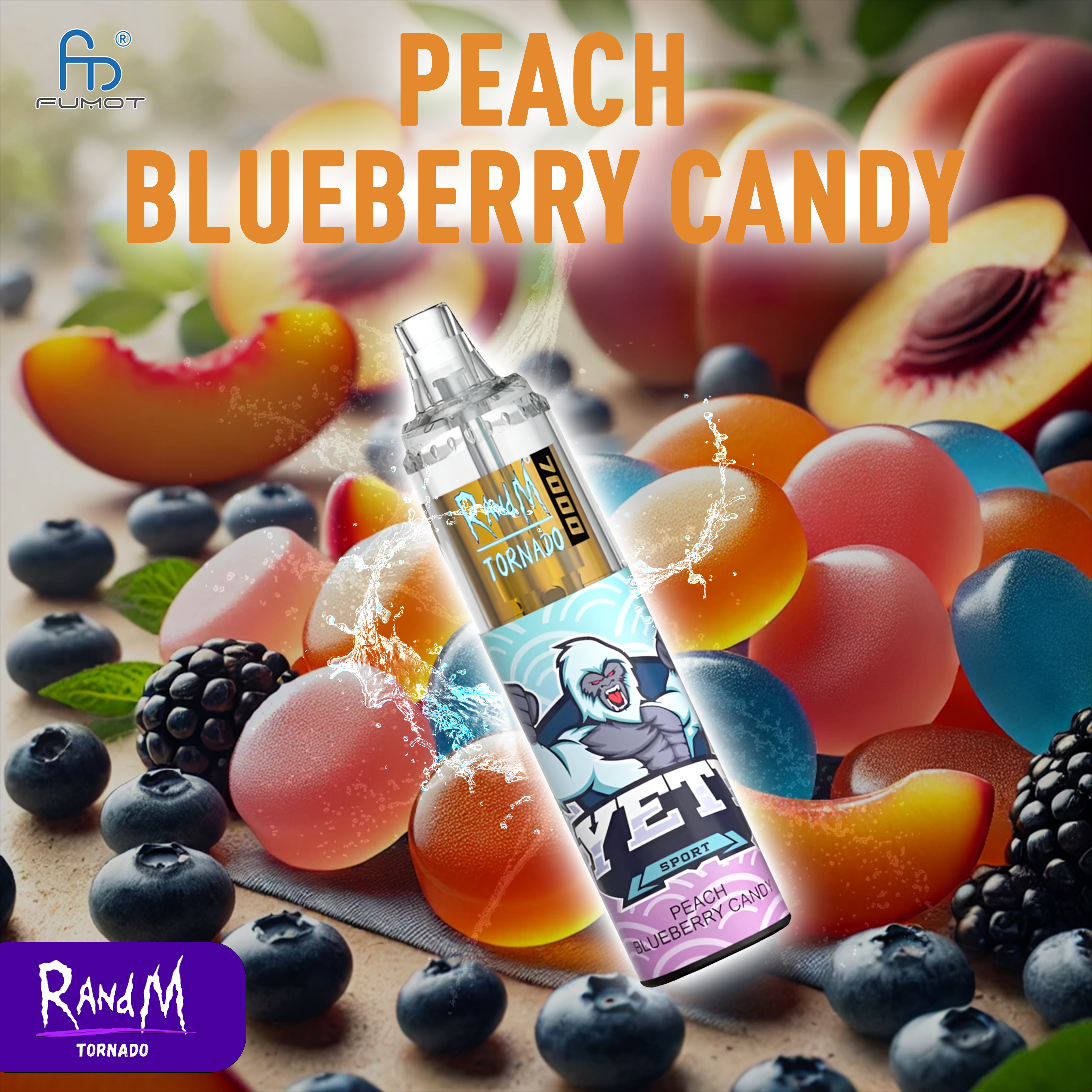 RandM Tornado 7000- Peach Blueberry Candy