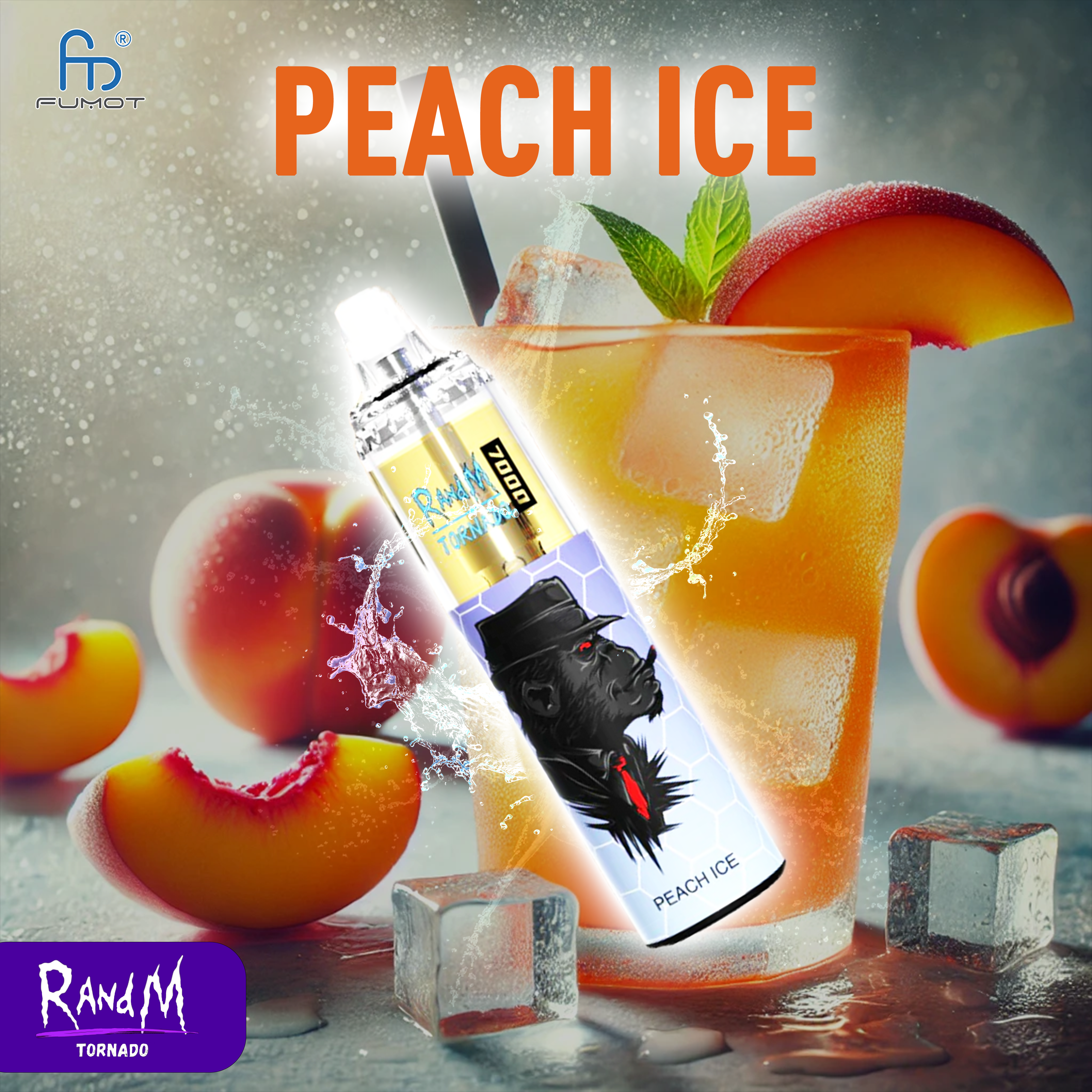 RandM Tornado 7000- Peach Ice Tornado Vape RandM Tornado 7000- Peach Ice Tornado Vape