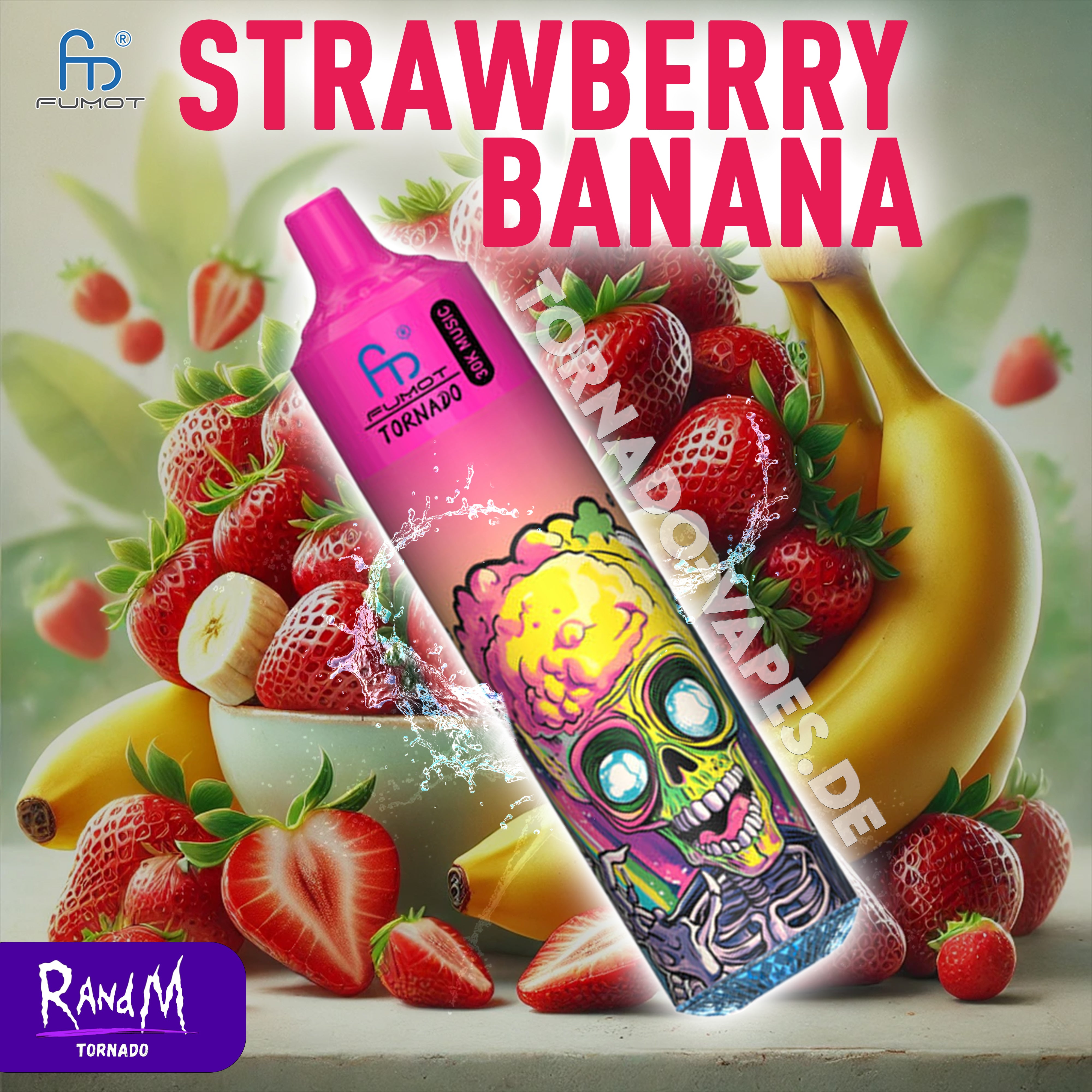 RandM Tornado Vape 30000- Strawberry Banana