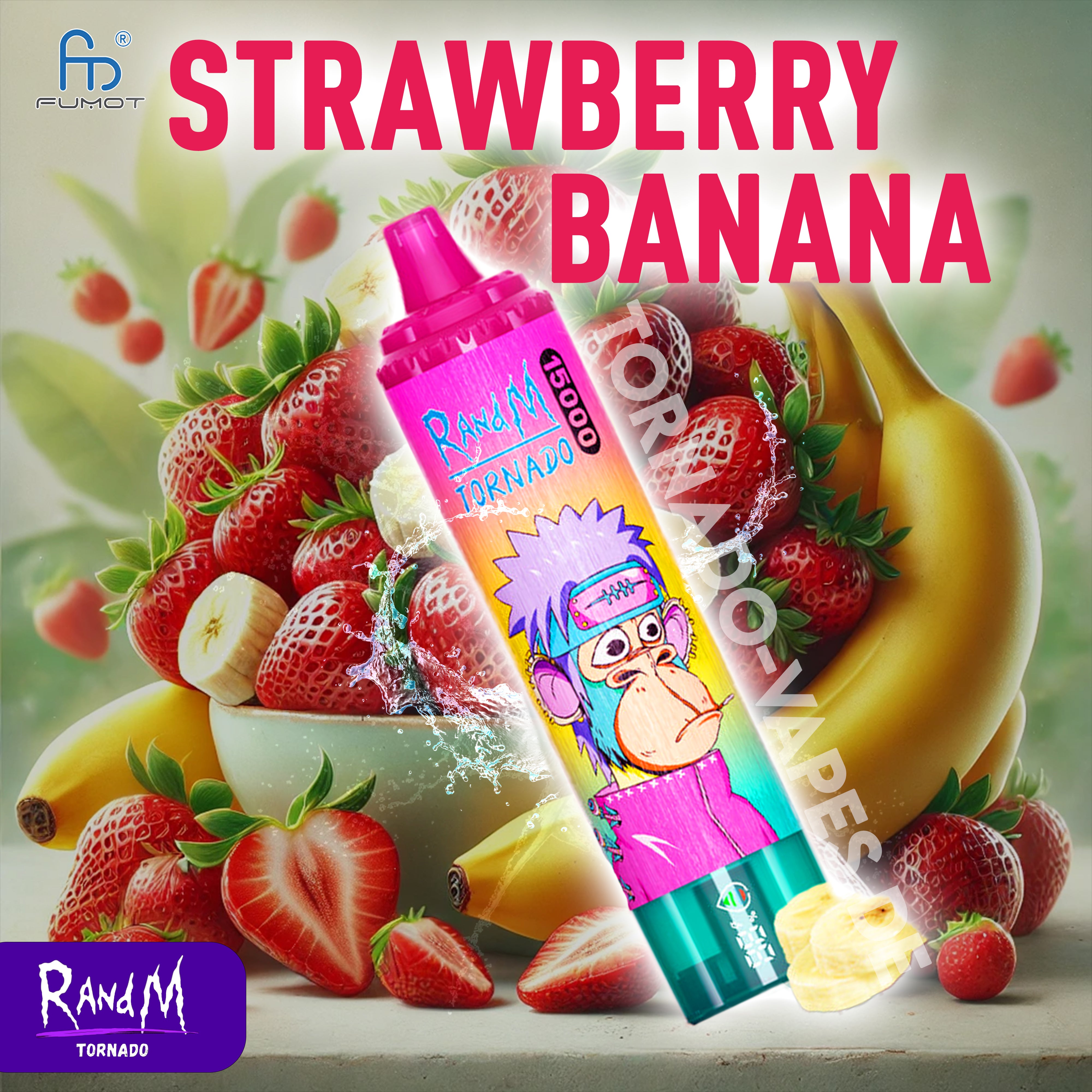 RandM Tornado Vape 15000- Strawberry Banana