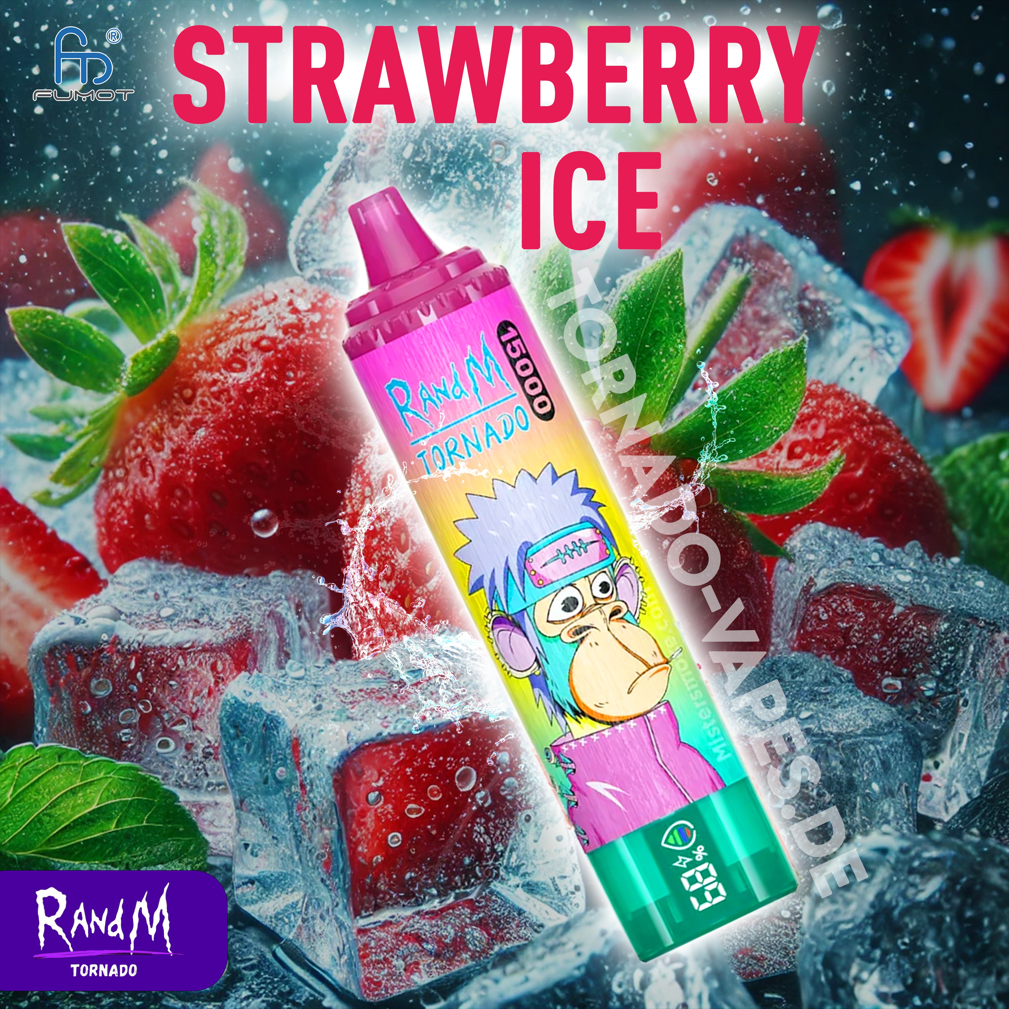 RandM Tornado Vape 15000- Strawberry Ice