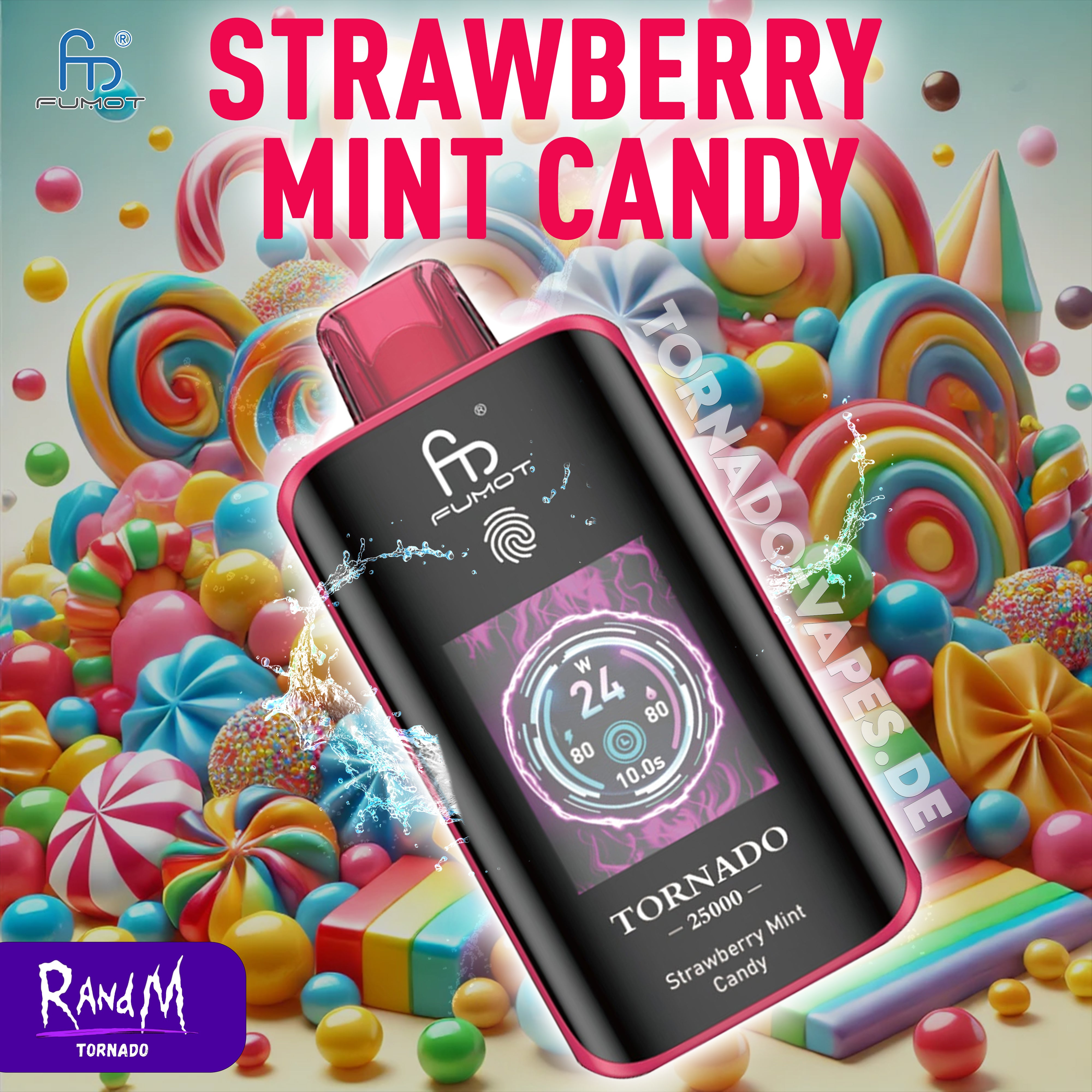 RandM Tornado Vape 25000- Strawberry Mint Candy