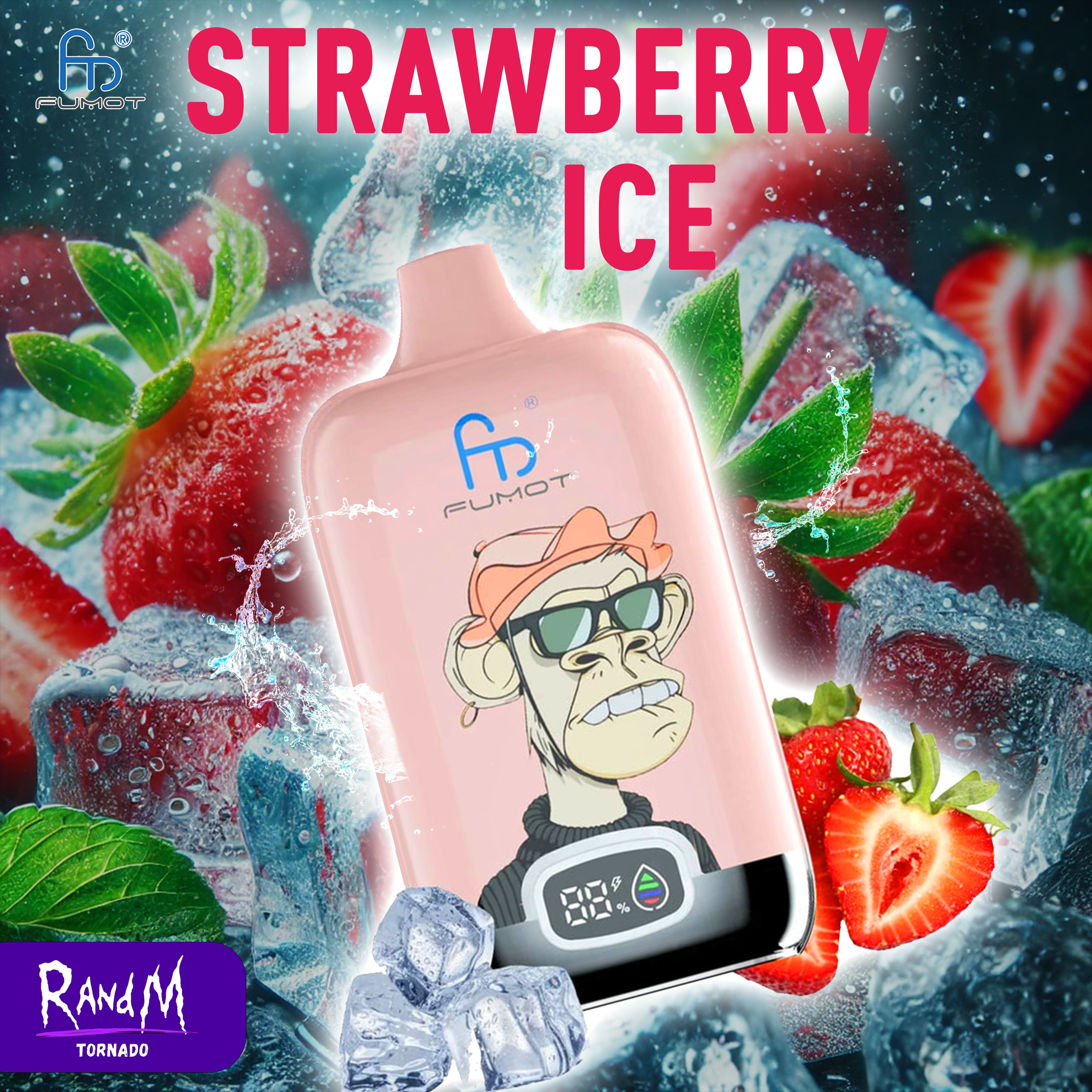 RandM Vape Digital Box 12000- Strawberry Ice Tornado Vape RandM Vape Digital Box 12000- Strawberry Ice Tornado Vape