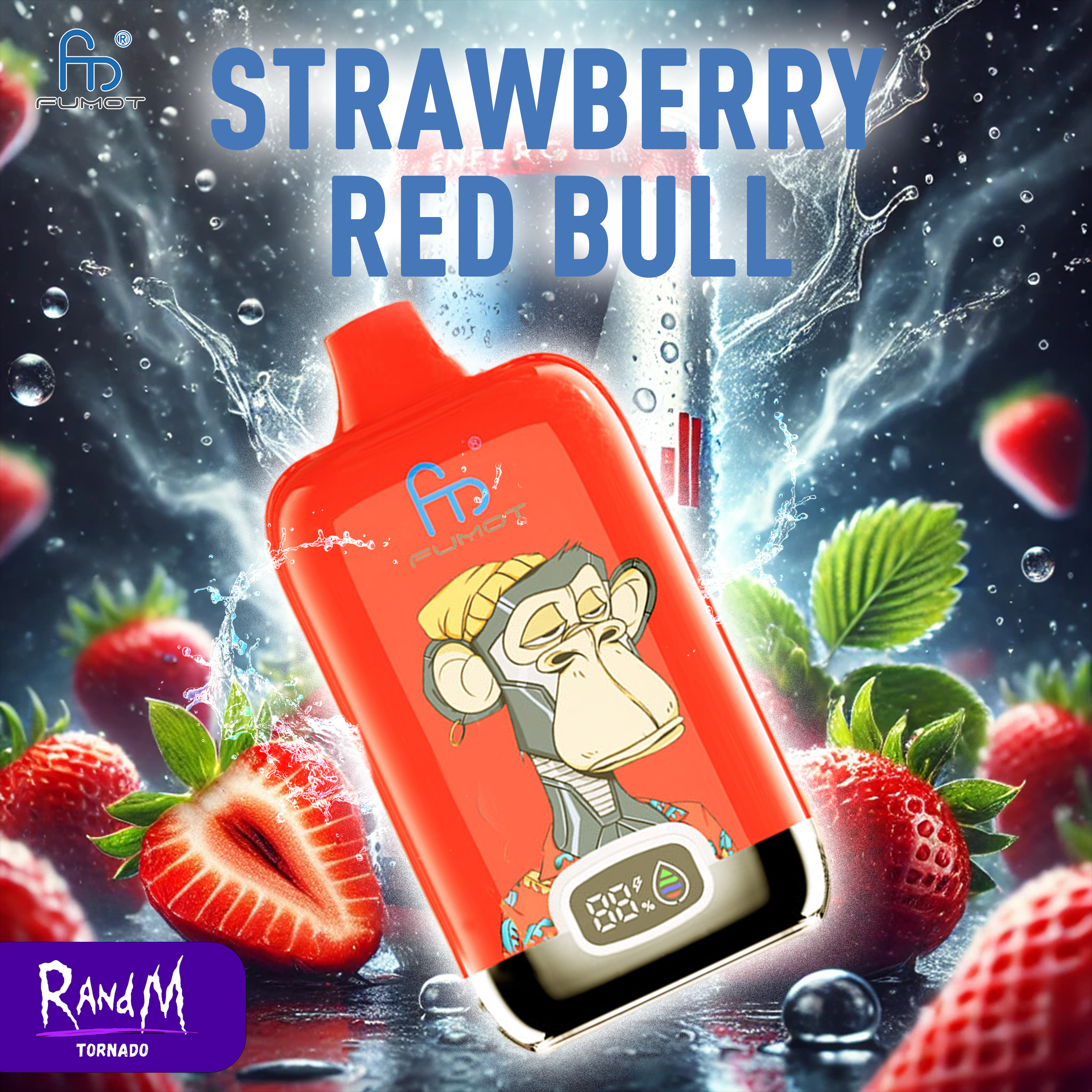 Fumot Digital Box 12000 Strawberry Red Bull