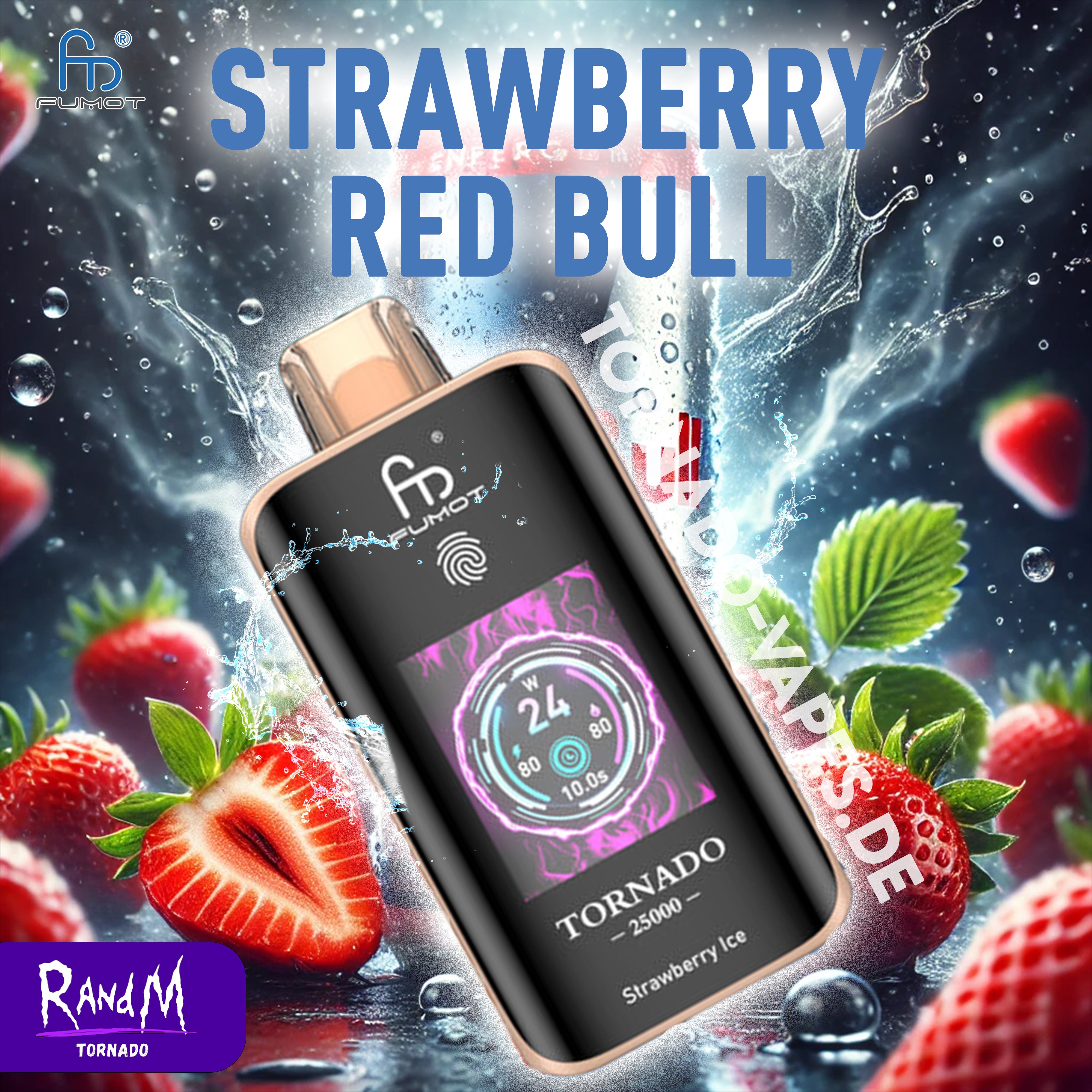 RandM Tornado Vape 25000- Strawberry Red Bull