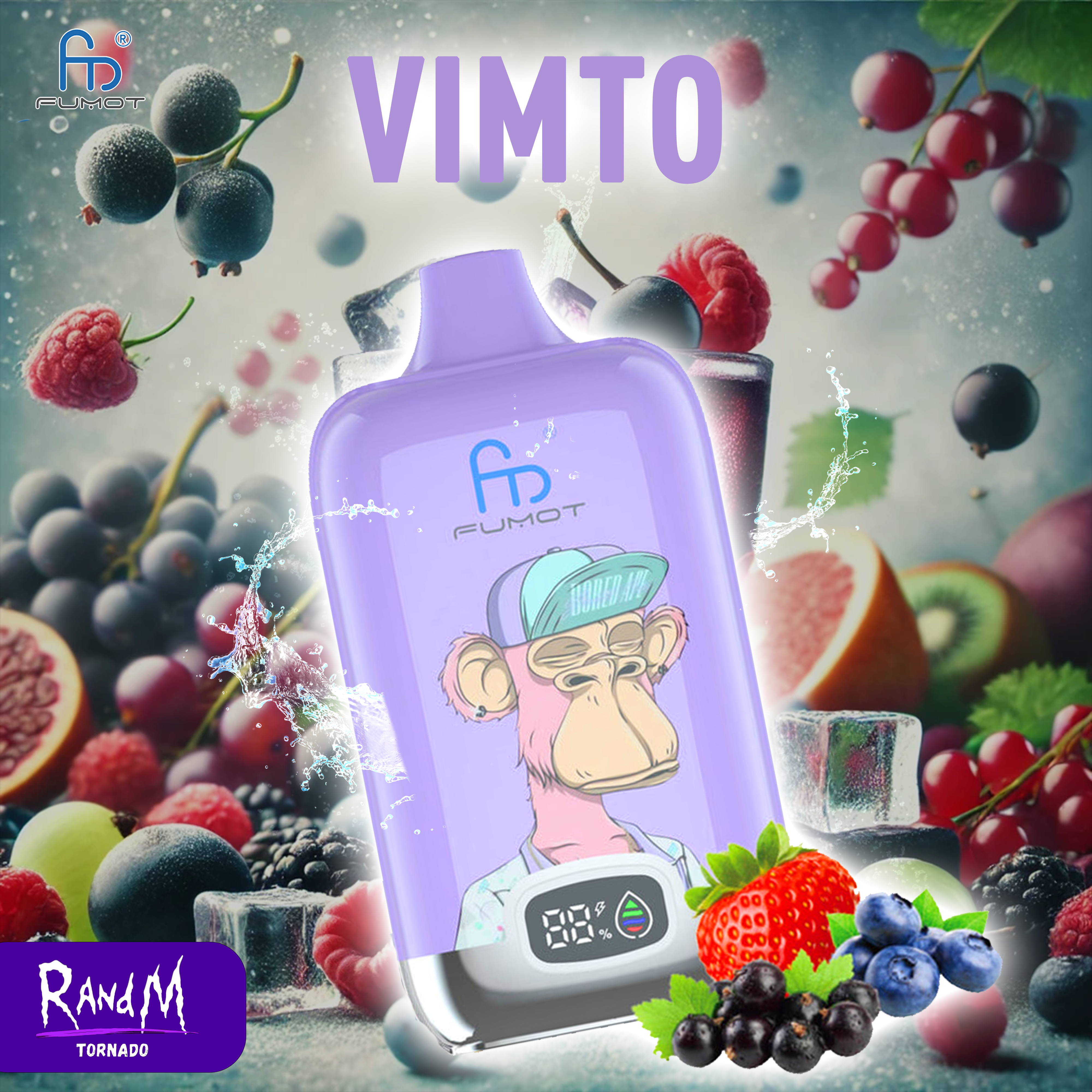 RandM Vape Digital Box 12000- Vimto Tornado Vape RandM Vape Digital Box 12000- Vimto Tornado Vape