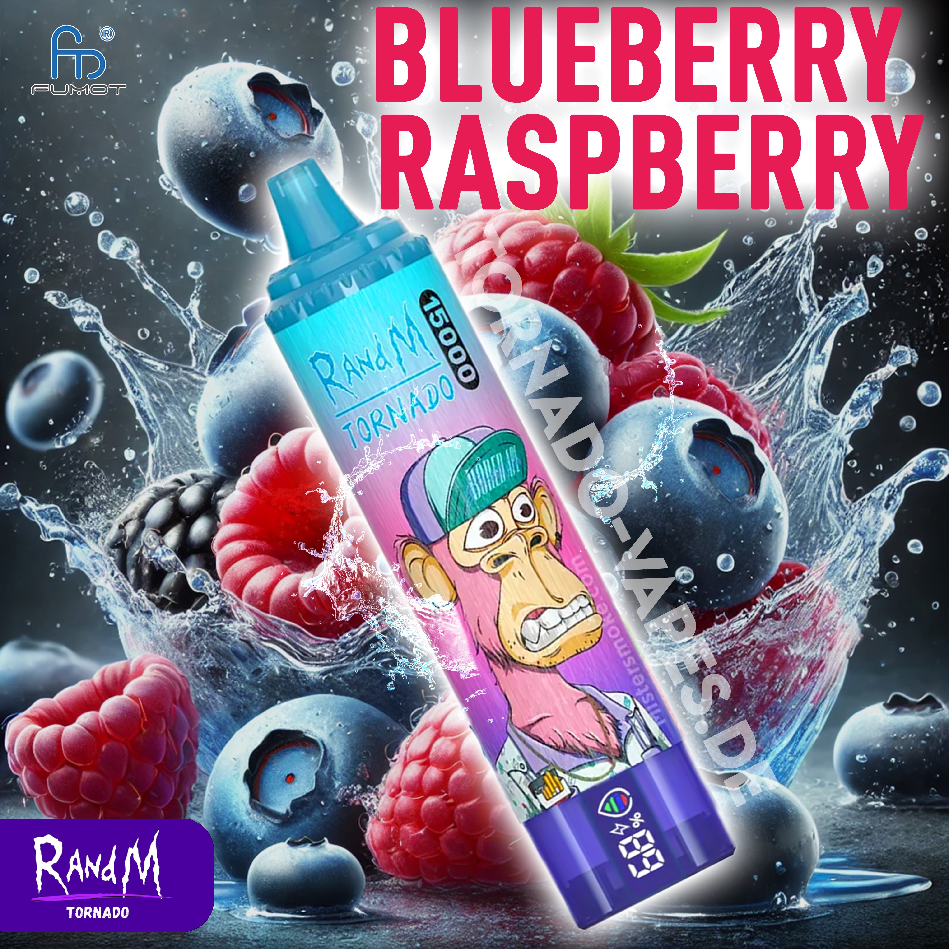 RandM Tornado Vape 15000- Blueberry Raspberry