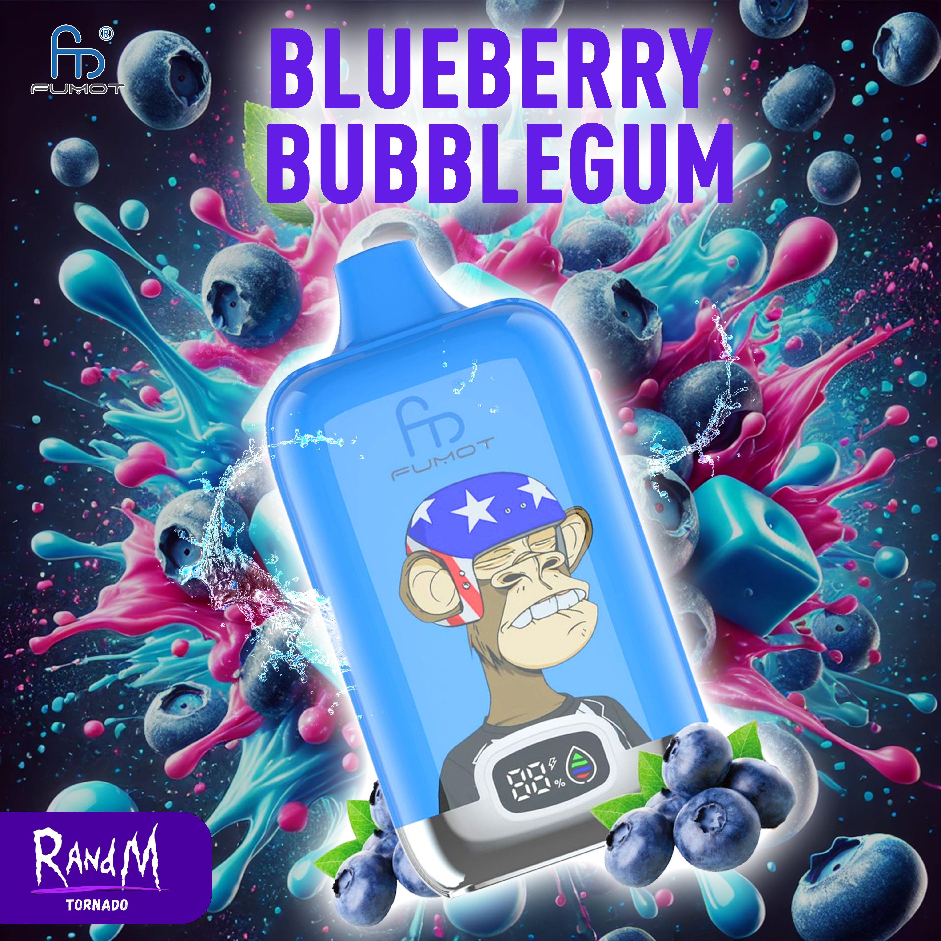 Fumot Digital Box 12000- Blueberry Bubblegum Tornado Vape Fumot Digital Box 12000- Blueberry Bubblegum Tornado Vape