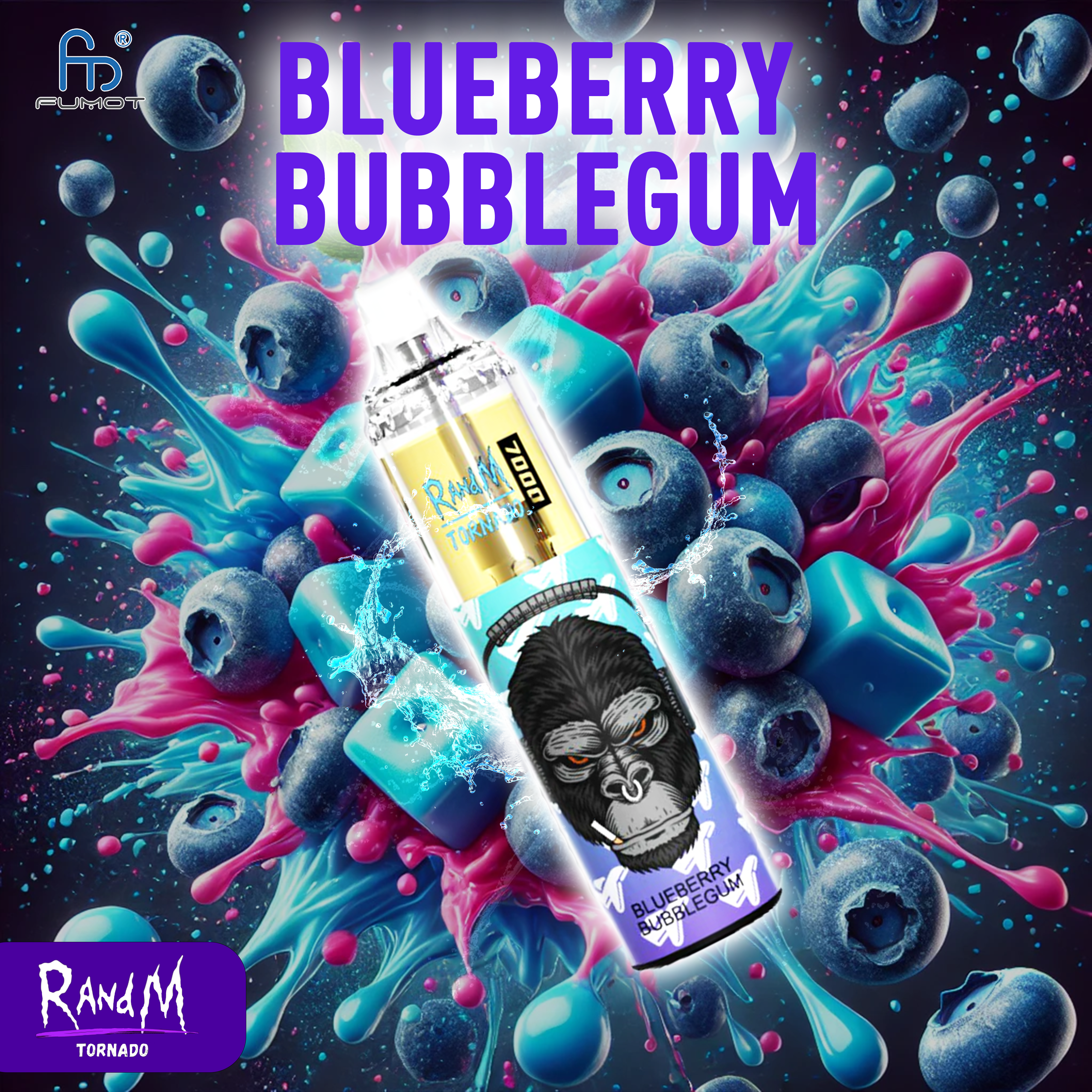 RandM Tornado Vape 7000- Blueberry Bubblegum