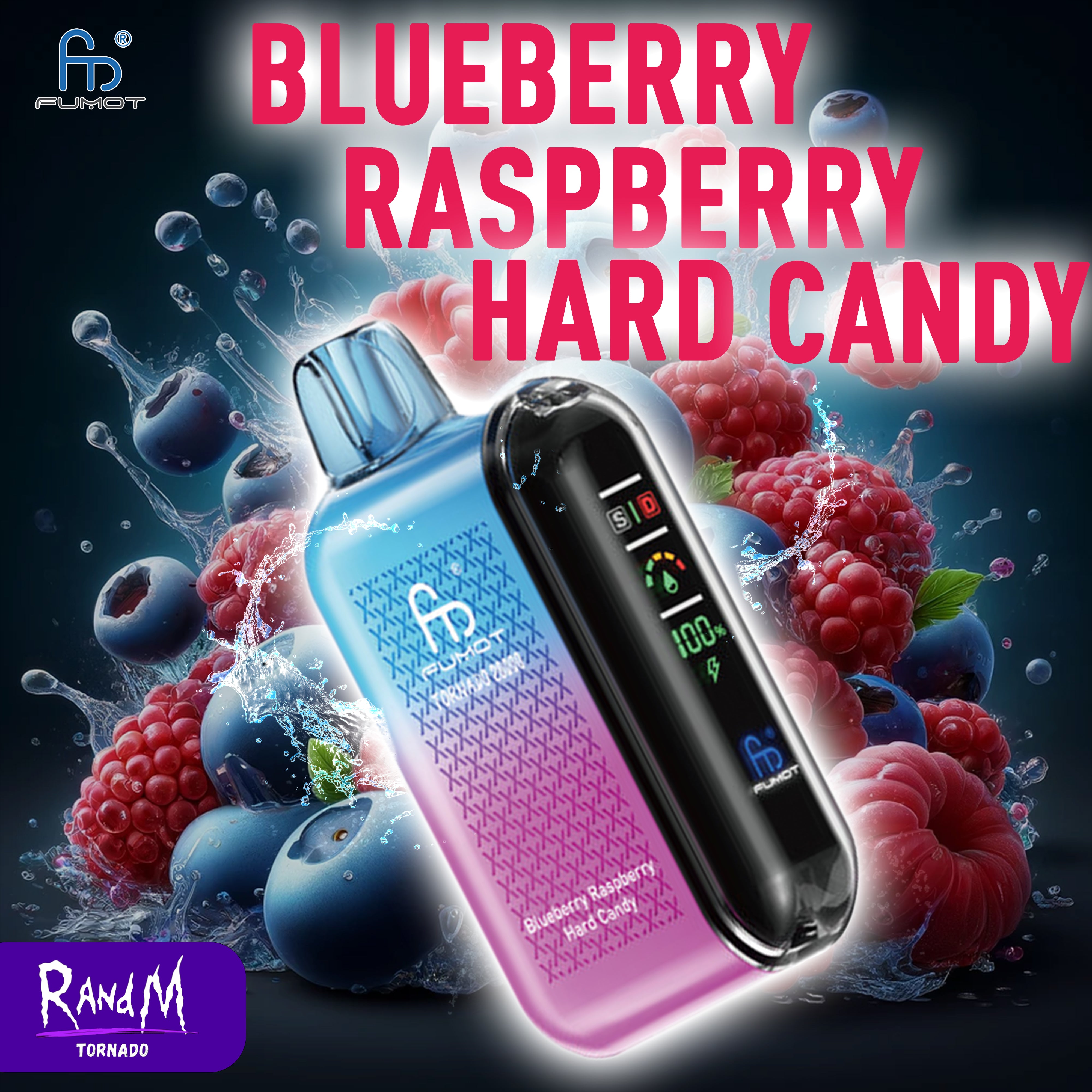 RandM Tornado Vape 20000- Blueberry Raspberry Hard Candy