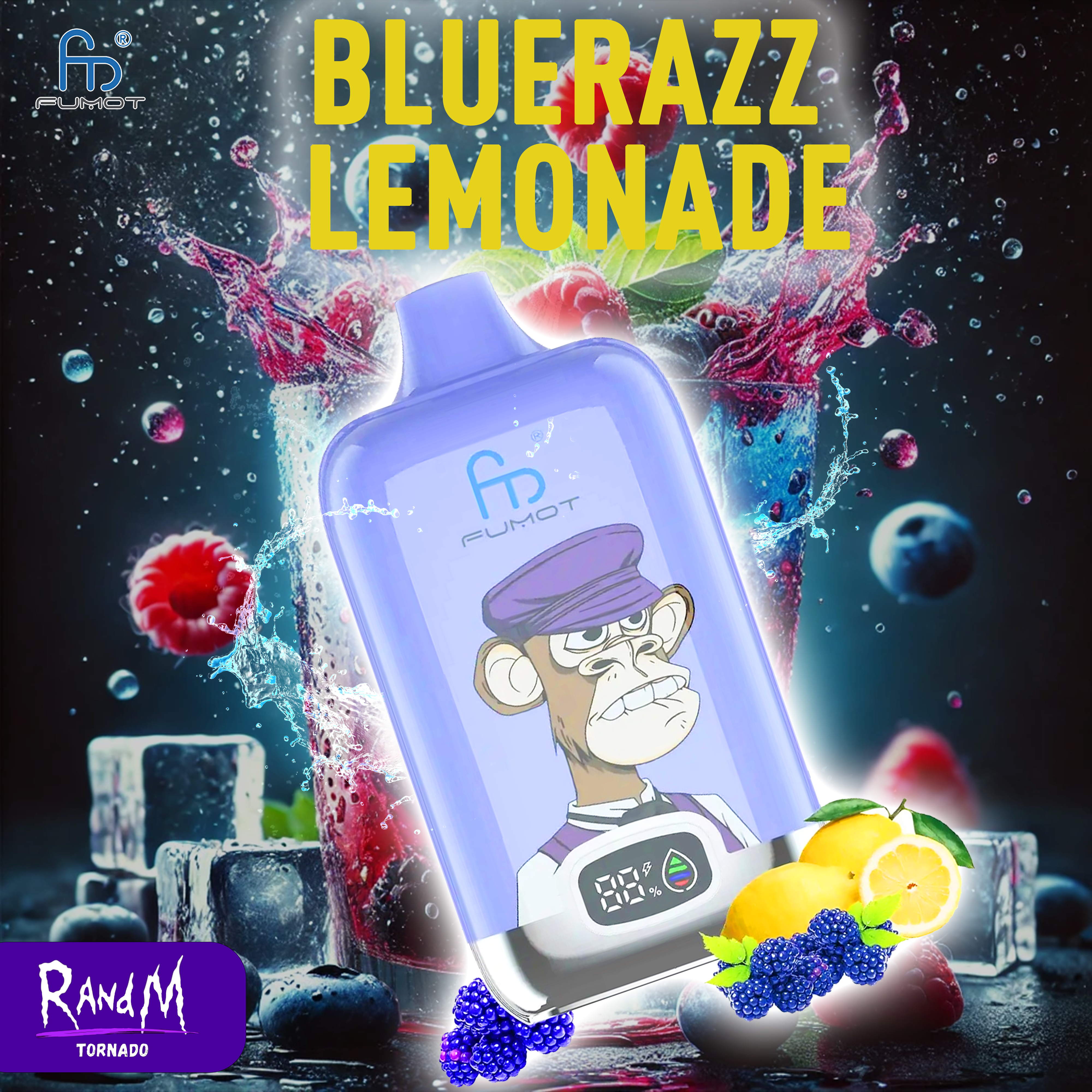 TORNADO RandM Vape 12000 DIGITAL BOX Bluerazz Lemonade