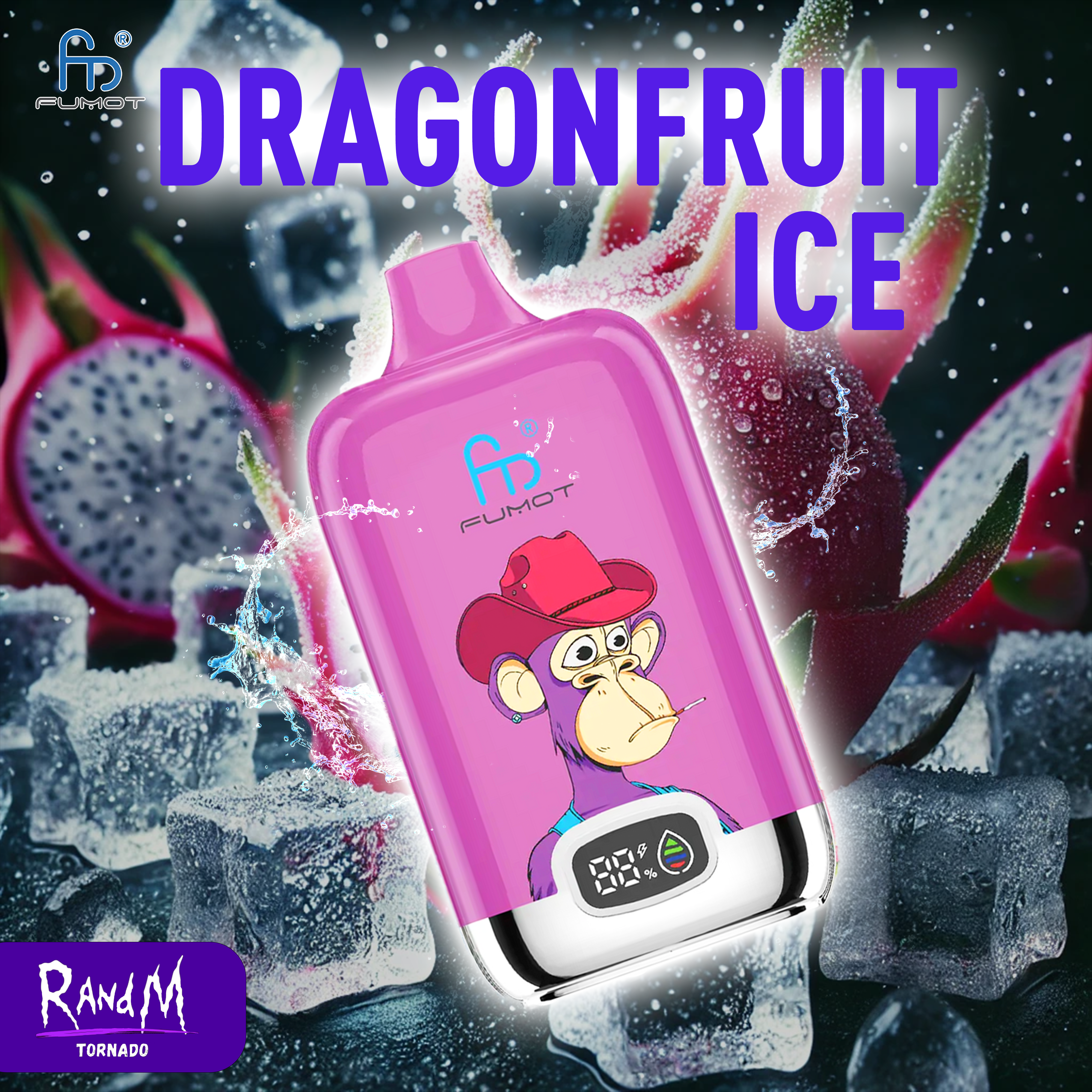 TORNADO RandM Vape 12000 DIGITAL BOX Dragon Fruit Ice