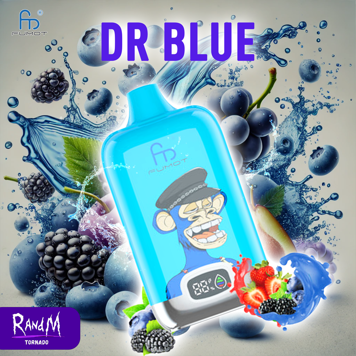 elfbar elfa master akku Puff Rechargeable Tornado RandM Dr Blue Fumot - Fruits rouges et fraîcheur
