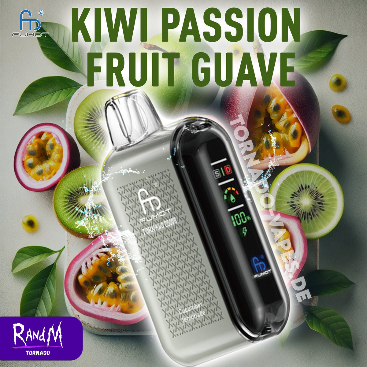 RandM Tornado Vape 20000-Kiwi Passion Fruit Guava