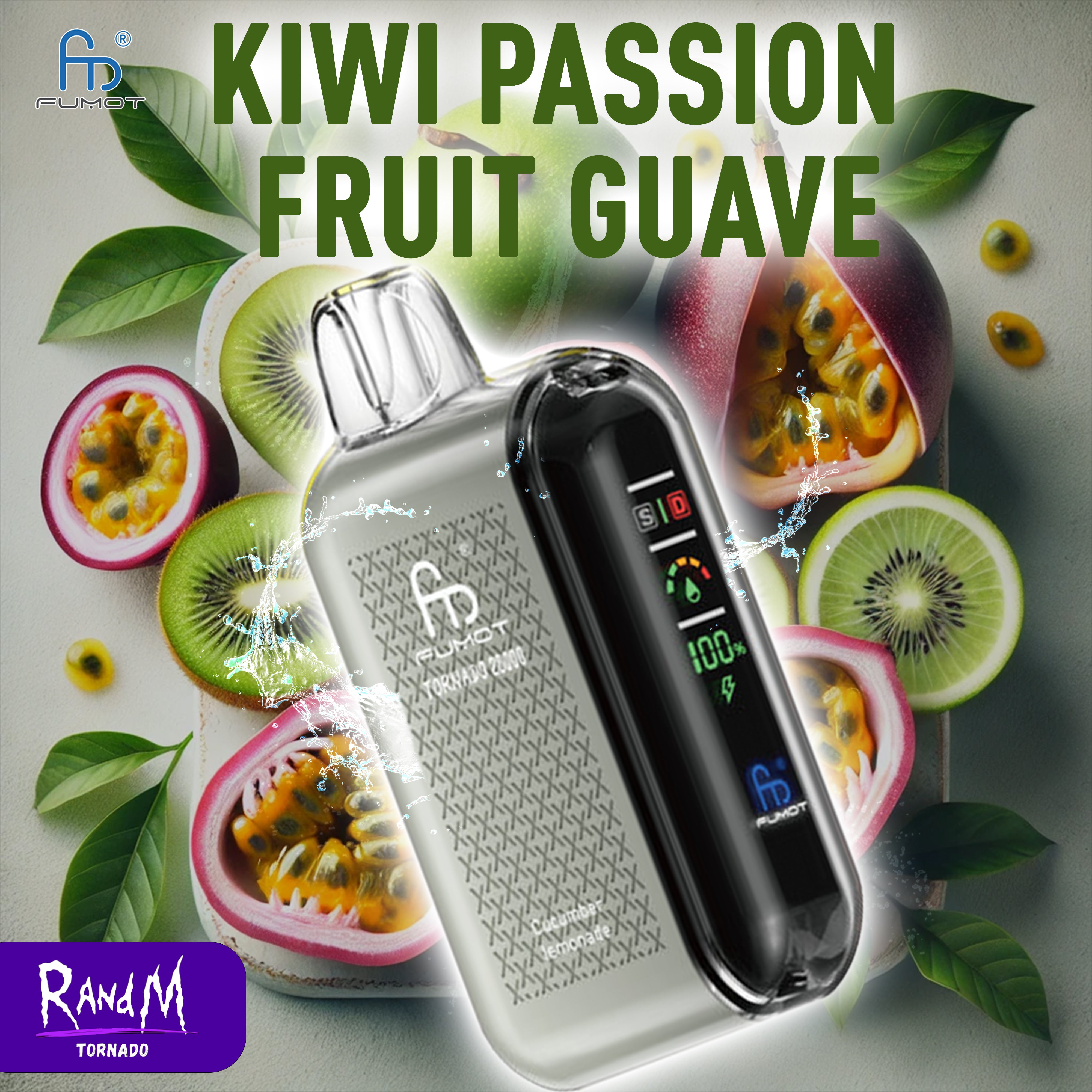 RandM Tornado Vape Kiwi Passion Fruit Guave 20000