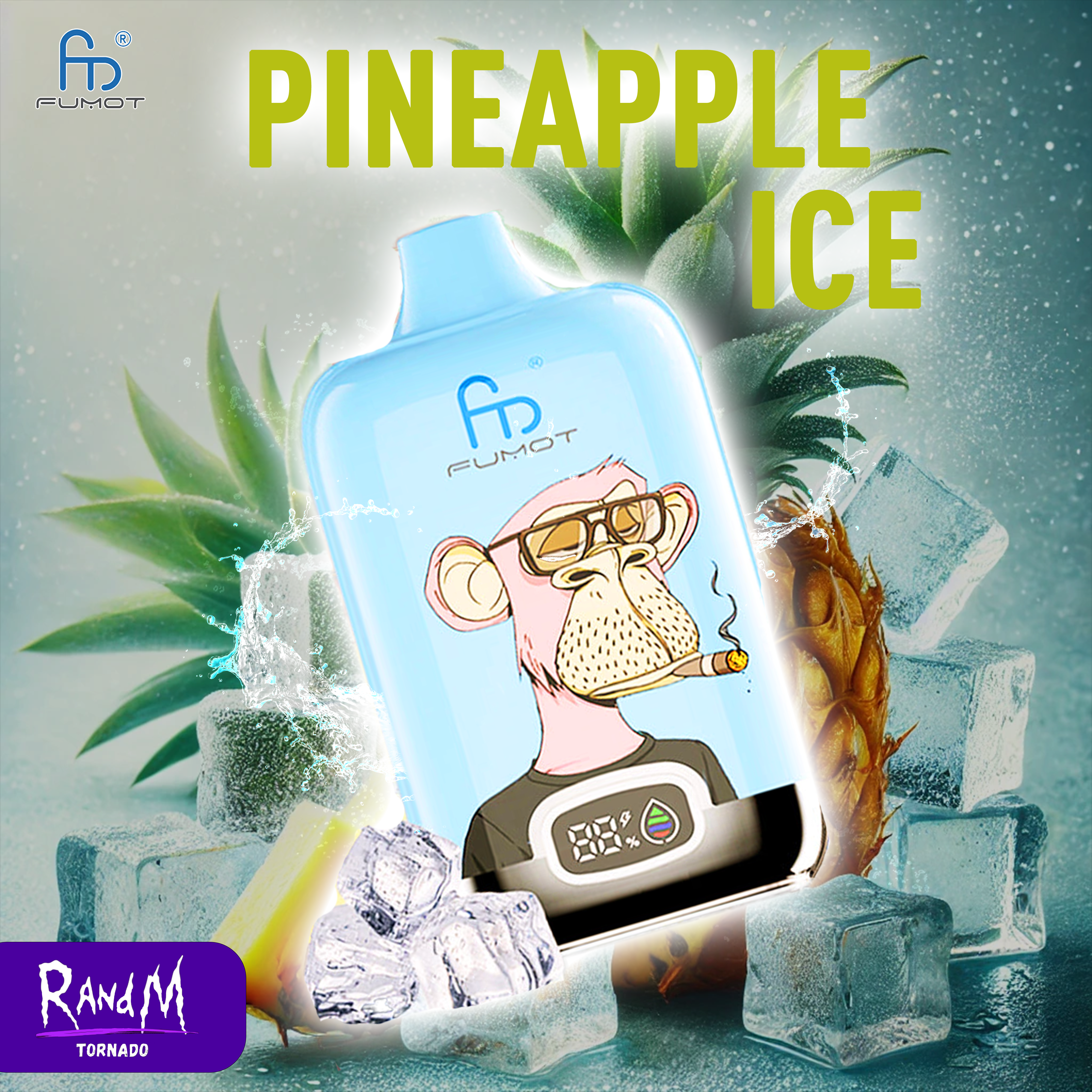 TORNADO RandM Vape 12000 DIGITAL BOX Pineapple Ice