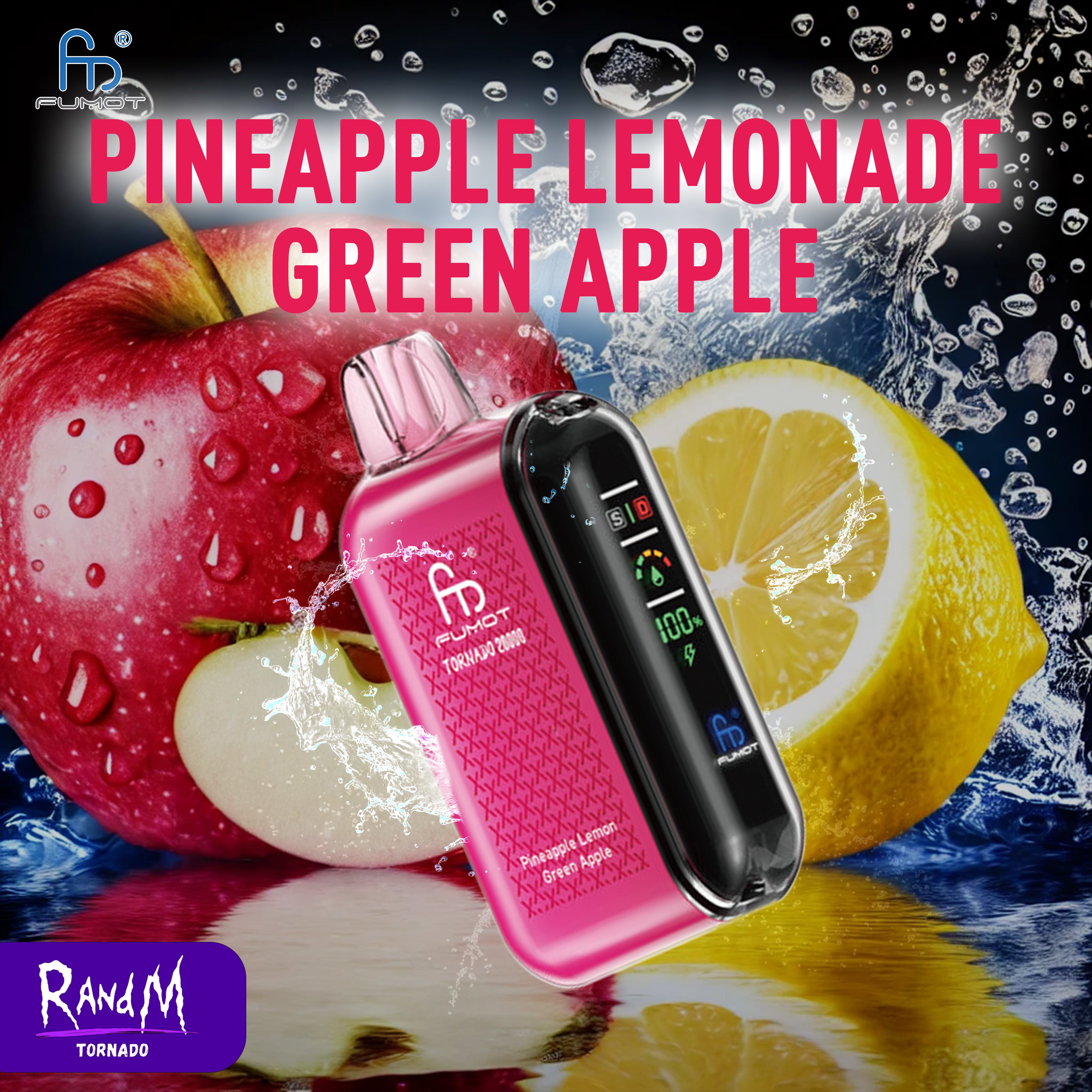 RandM Tornado Vape 20000- Pineapple Lemonade Green Apple