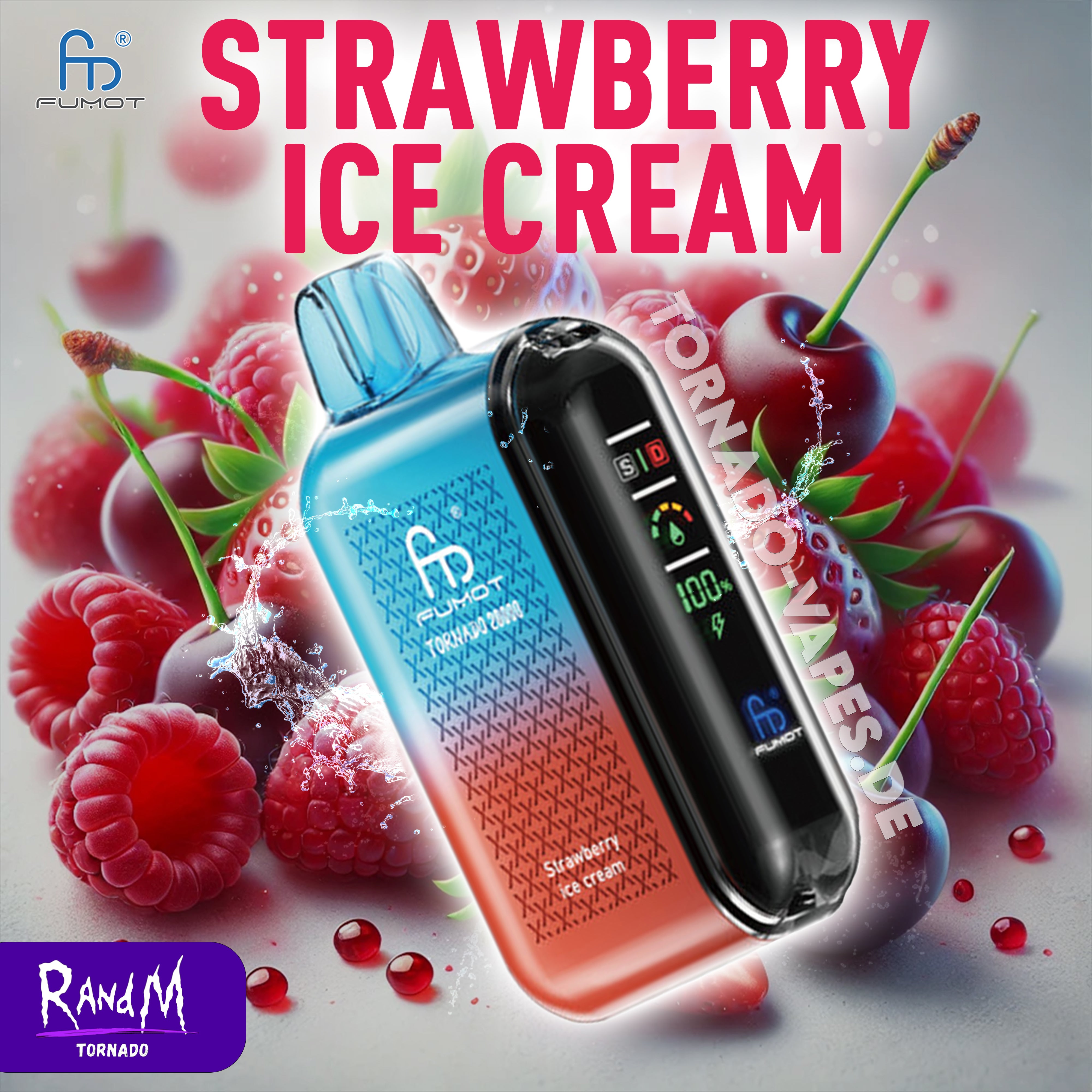 RandM Tornado Vape 20000- Strawberry Ice Cream