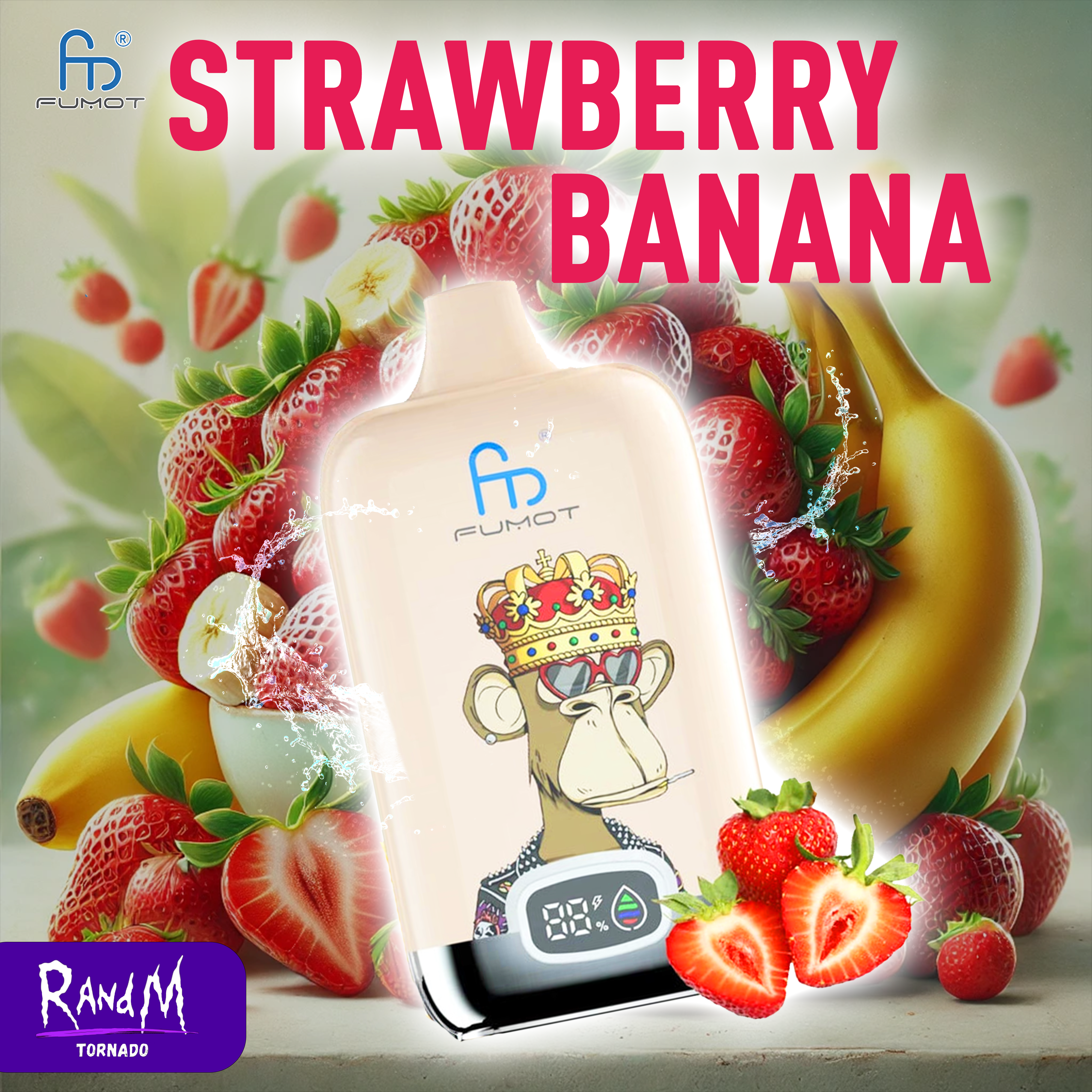 TORNADO RandM Vape 12000 DIGITAL BOX Strawberry Banana