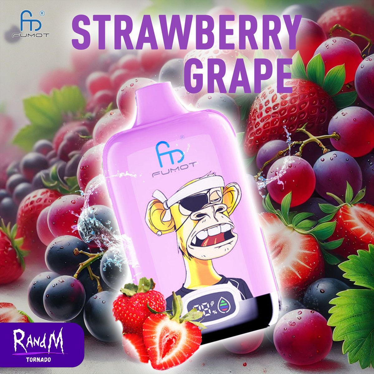 RandM Vape Digital Box 12000- Strawberry Grape Tornado Vape RandM Vape Digital Box 12000- Strawberry Grape Tornado Vape