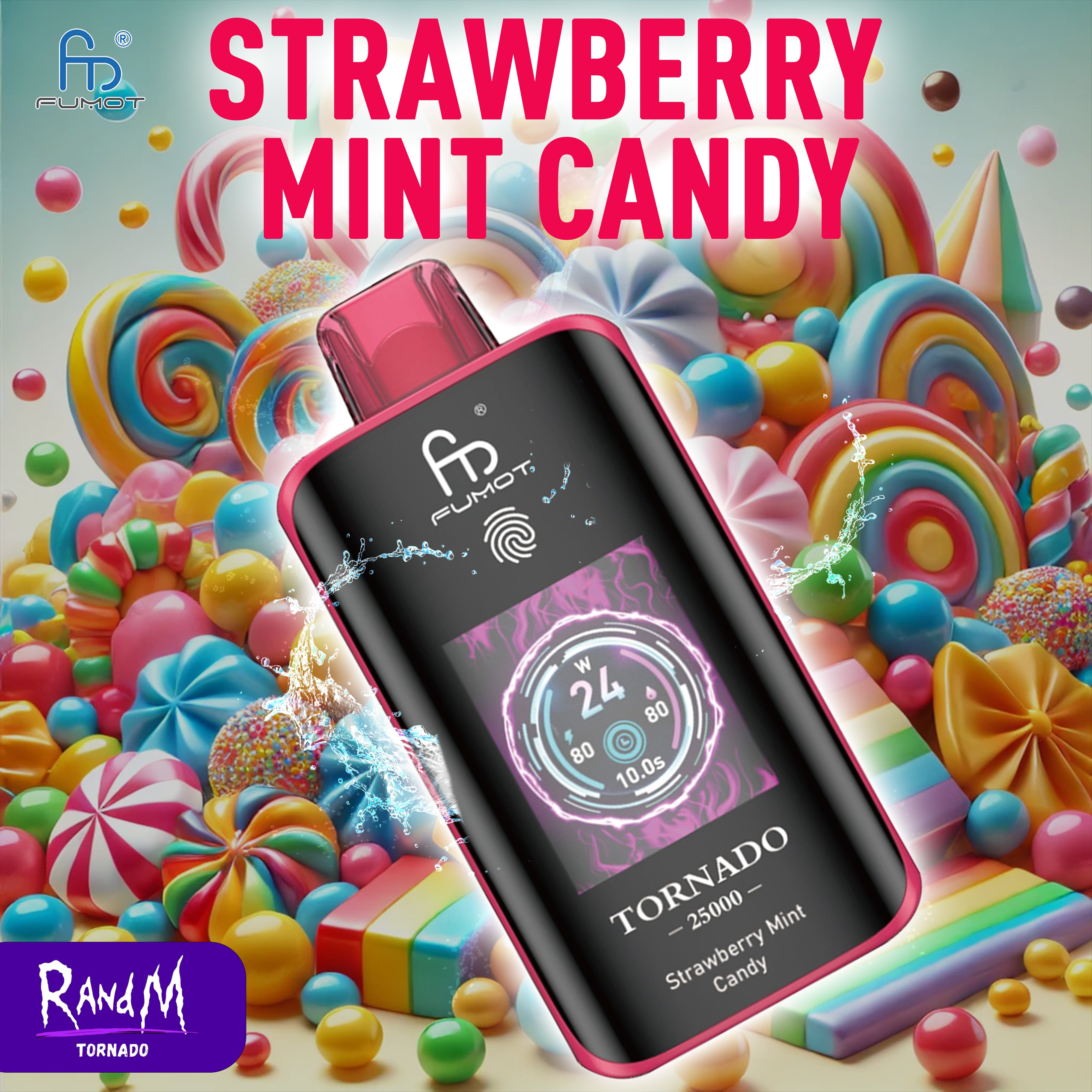 RandM Tornado Vape 25000- Strawberry Mint Candy